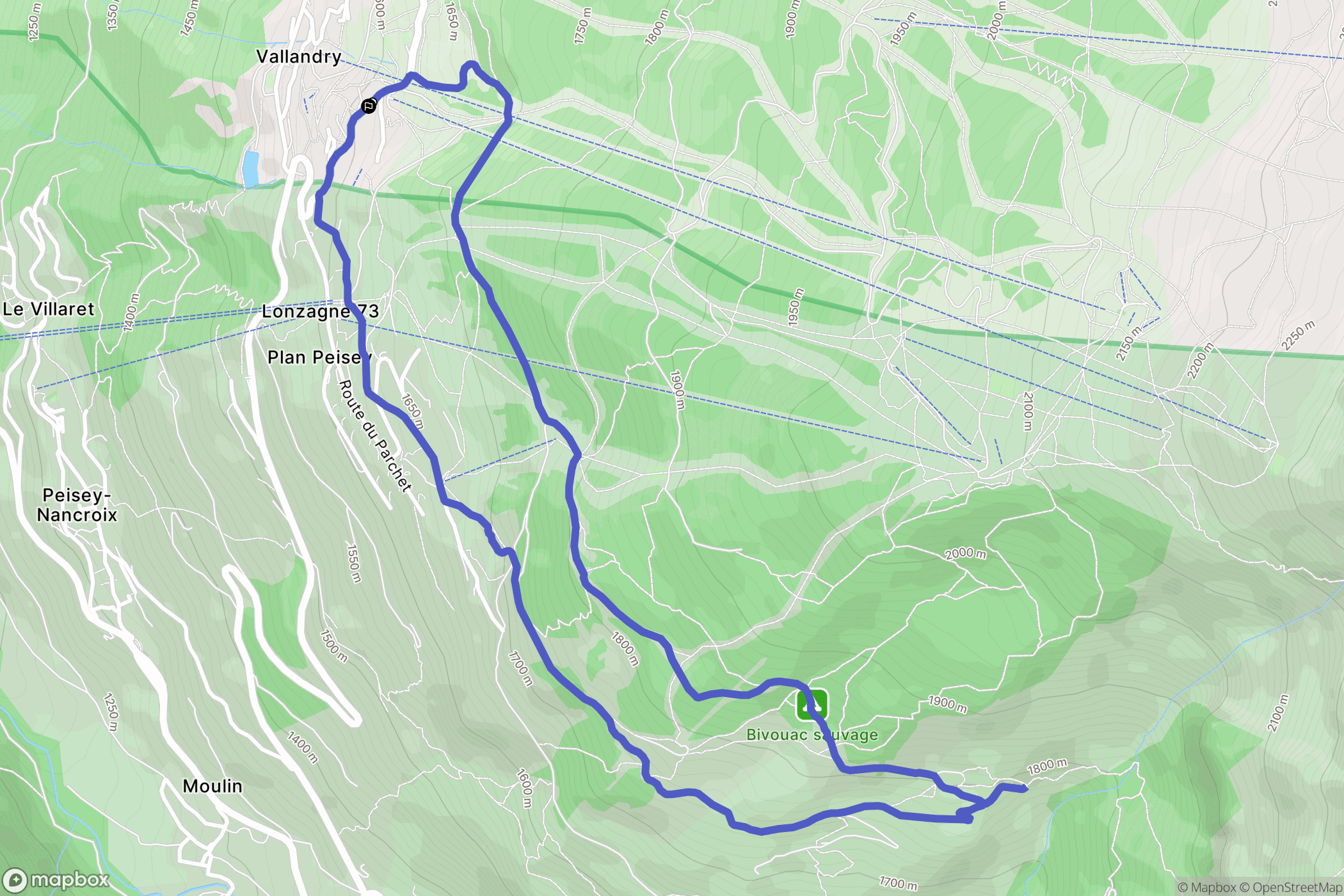 Landry : carte du parcours de randonnée - France