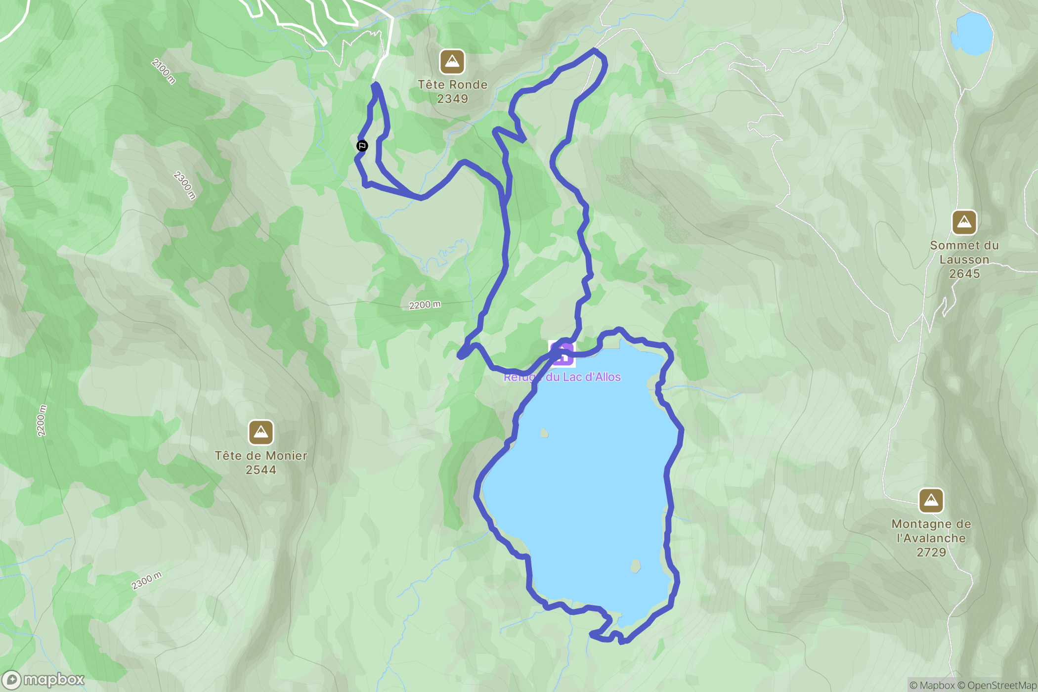 Allos : carte du parcours de randonnée - France