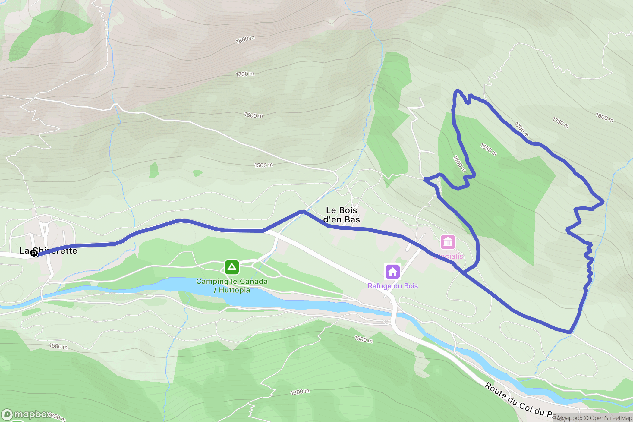 Champagny-en-Vanoise : carte du parcours de randonnée - France