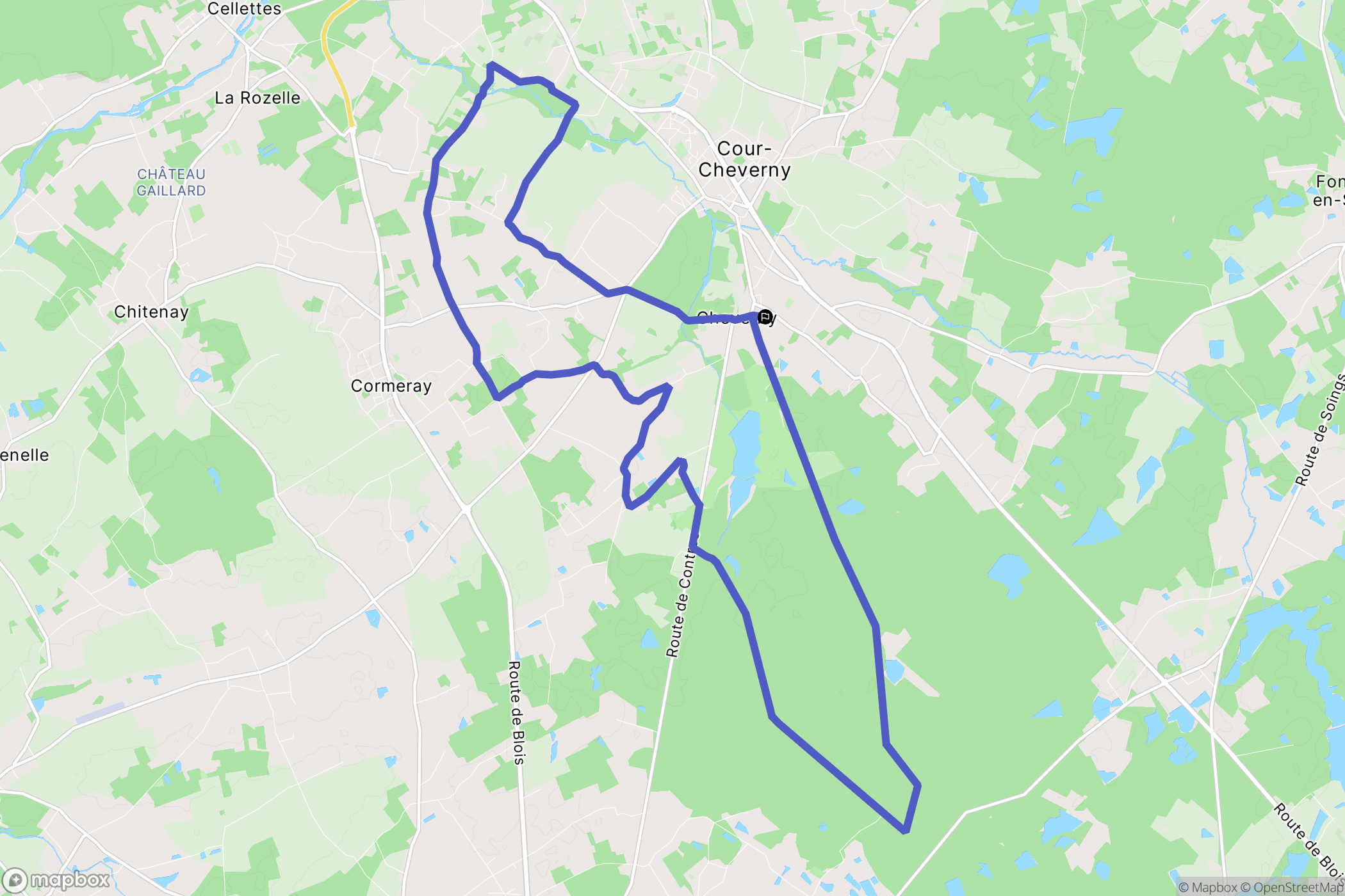 Cheverny : carte du parcours de randonnée - France