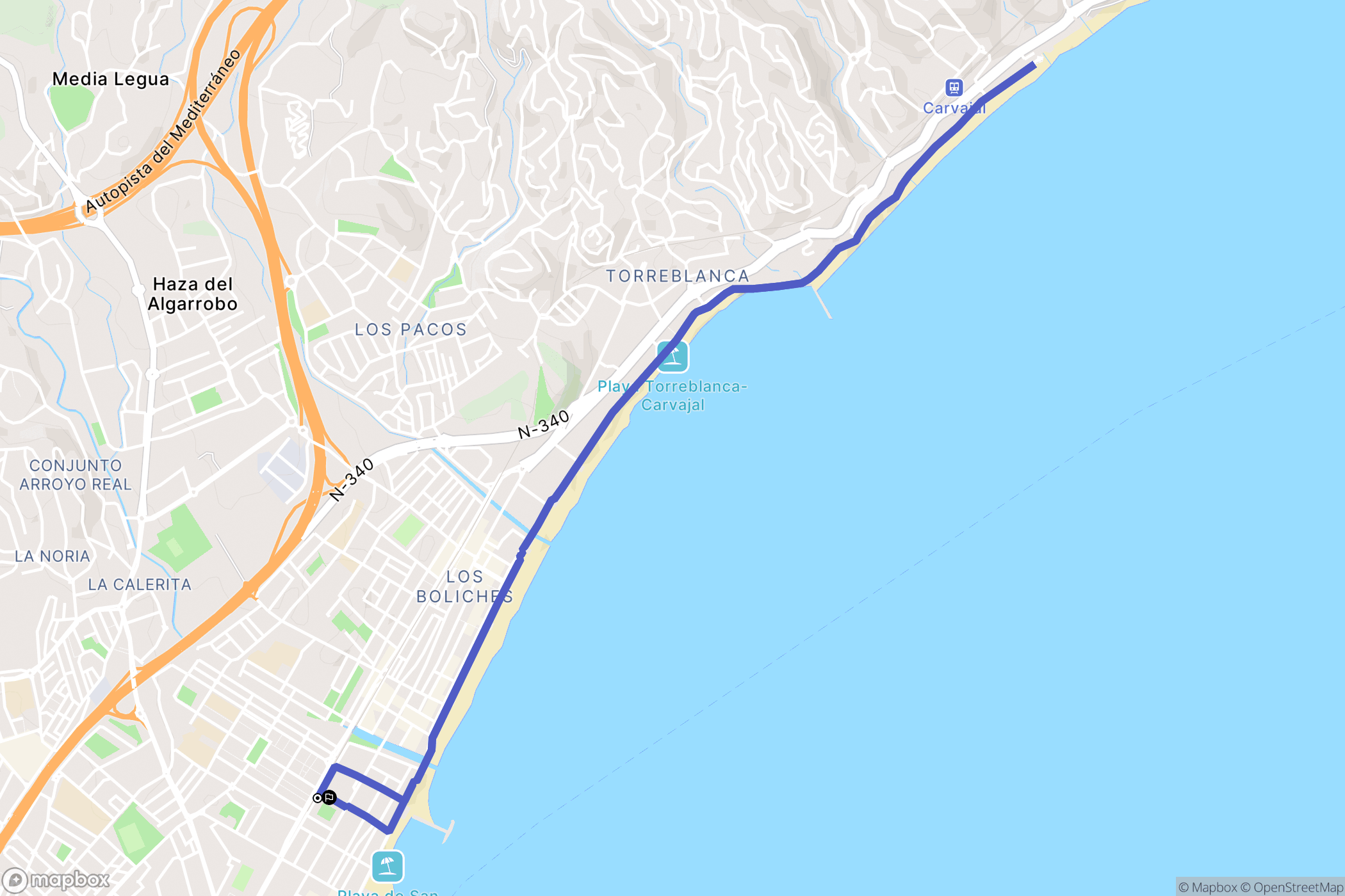 Fuengirola : carte du parcours de randonnée - Spain