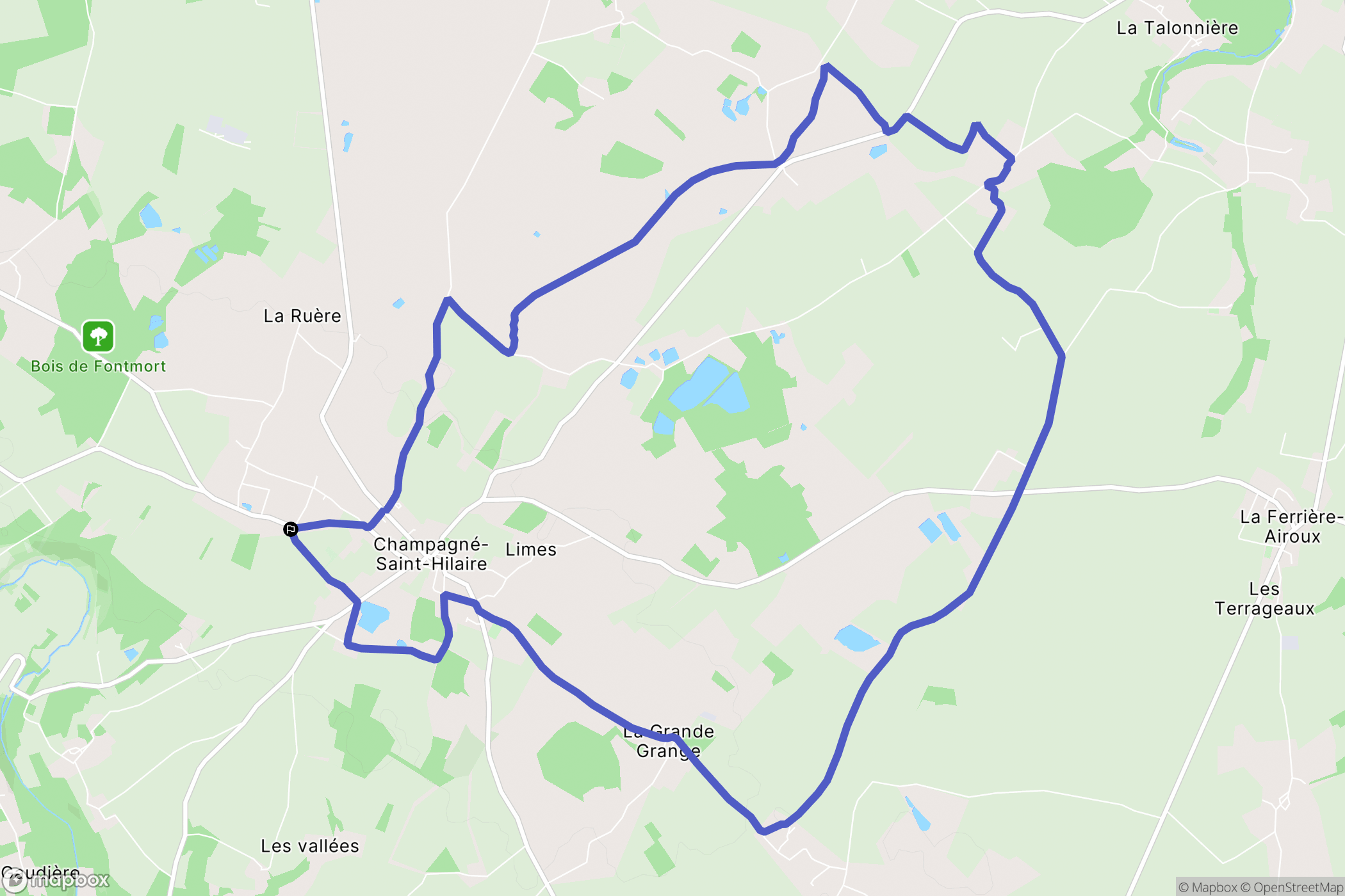 Champagné-Saint-Hilaire : carte du parcours de randonnée - France