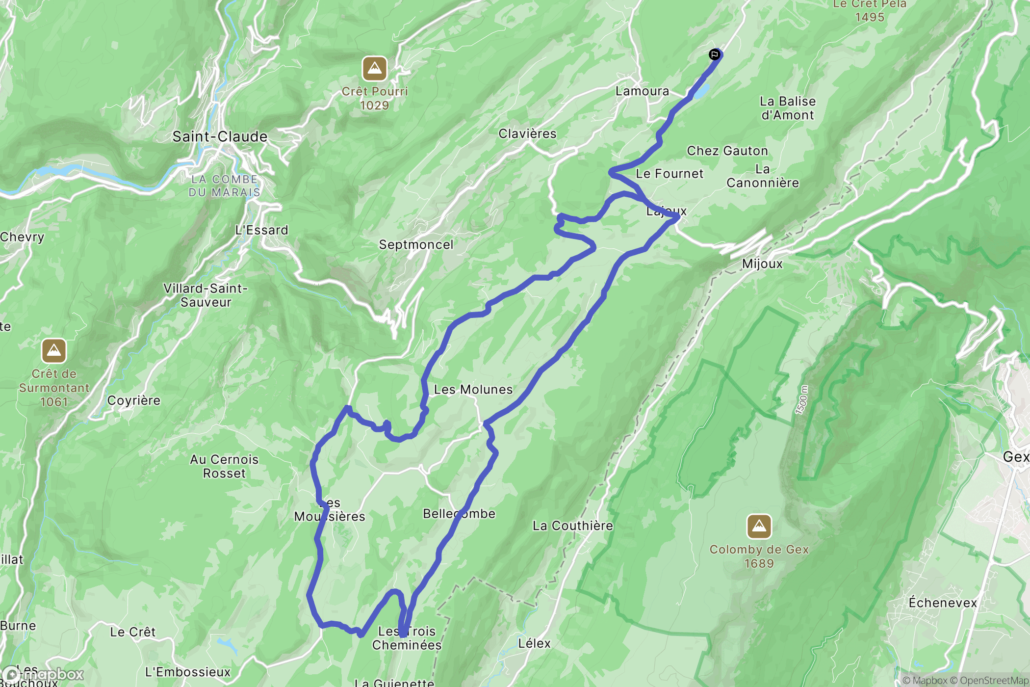 Lamoura : carte du parcours de randonnée - France