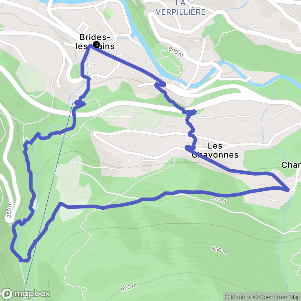 Brides-les-Bains : carte du parcours de randonnée - France
