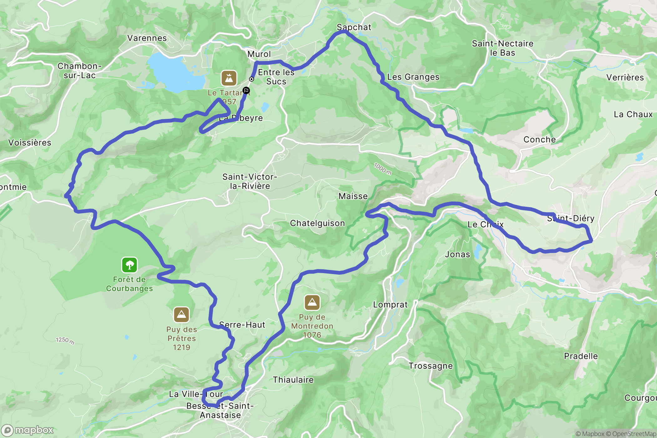 Murol : carte du parcours de randonnée - France