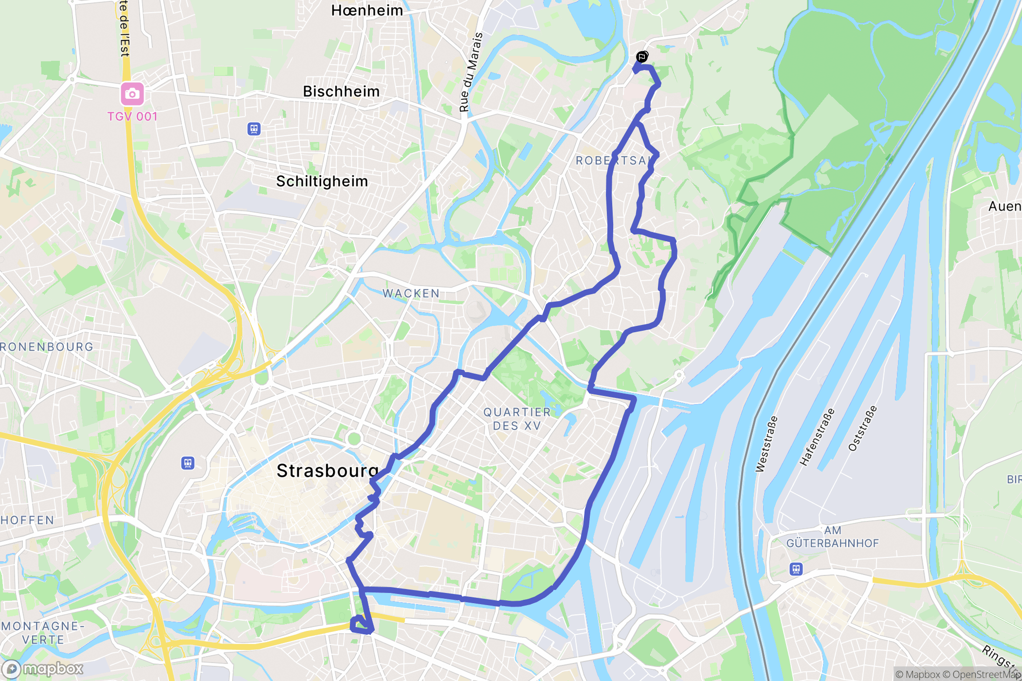 Strasbourg : carte du parcours de randonnée - France