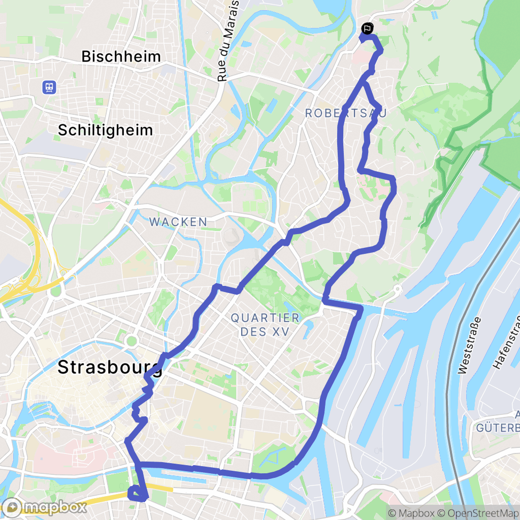 Strasbourg : carte du parcours de randonnée - France