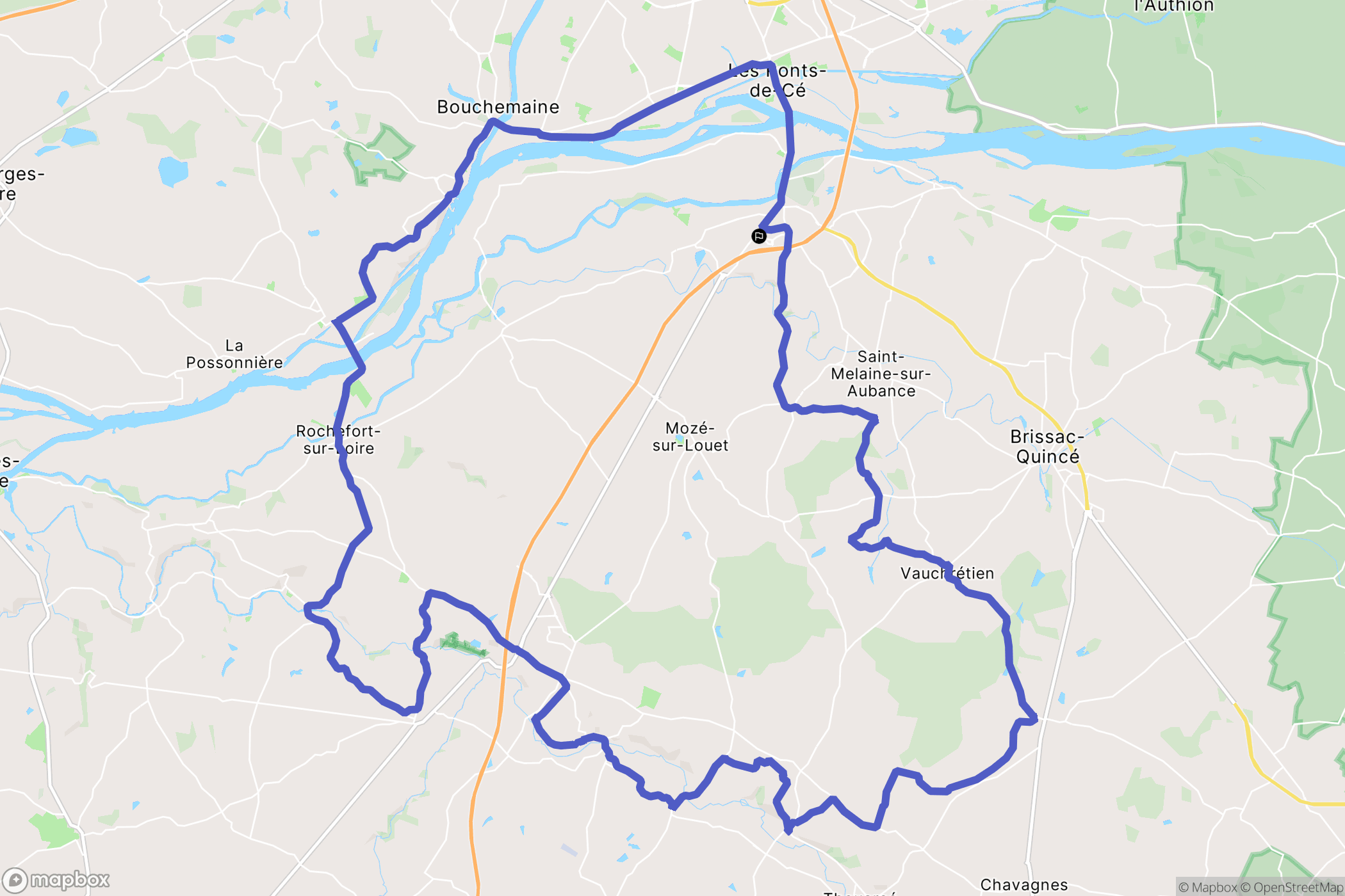 Mûrs-Erigné : carte du parcours de randonnée - France