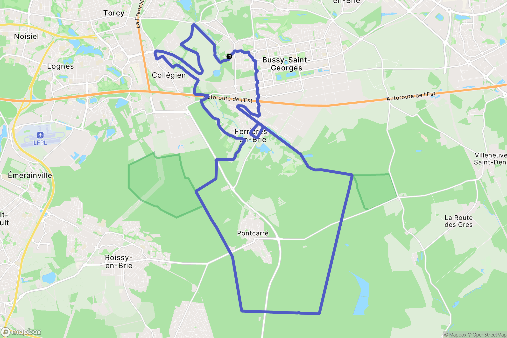 Bussy-Saint-Georges : carte du parcours de randonnée - France