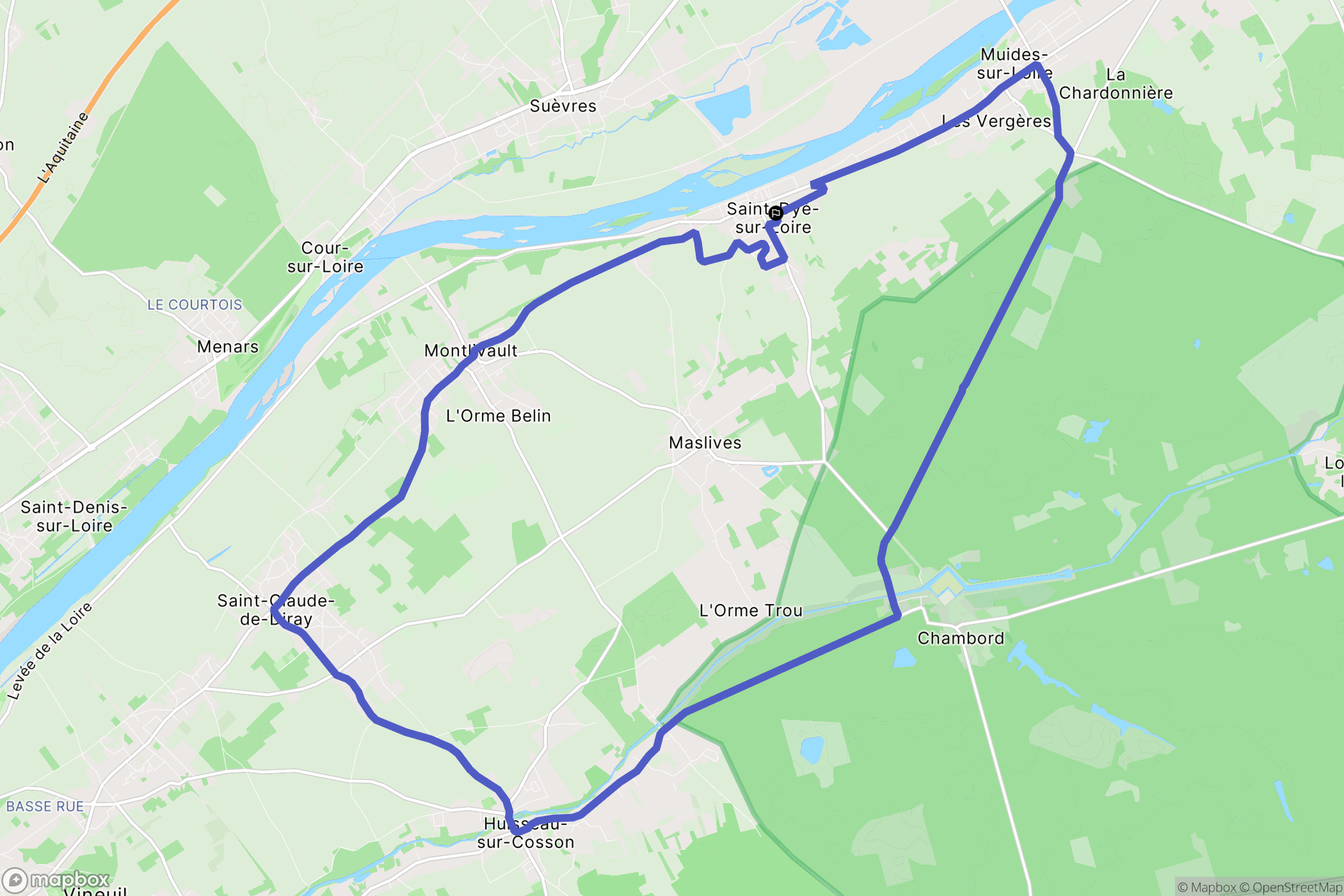 Saint-Dyé-sur-Loire : carte du parcours de randonnée - France
