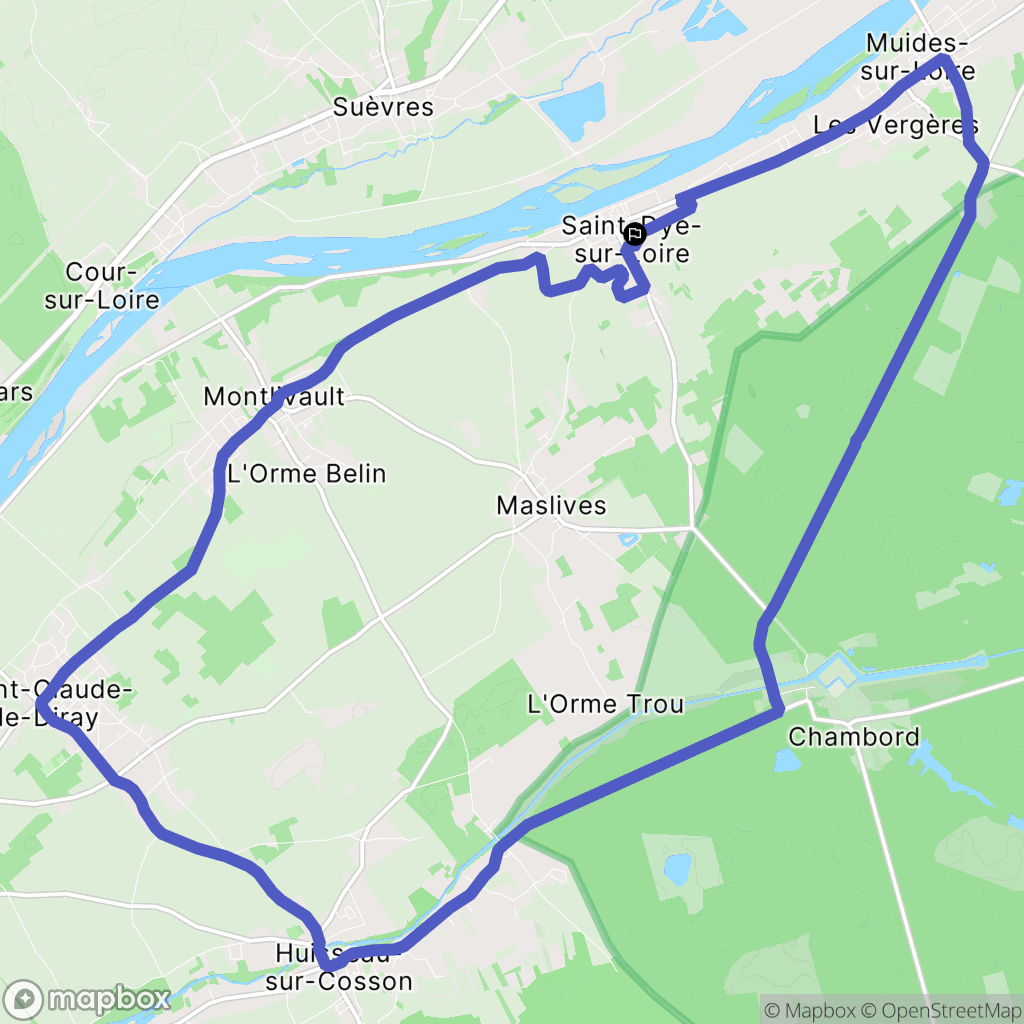 Saint-Dyé-sur-Loire : carte du parcours de randonnée - France