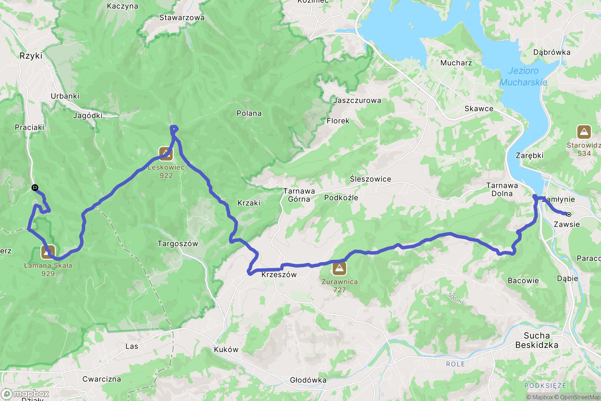 Zembrzyce: mapa trasy - Poland