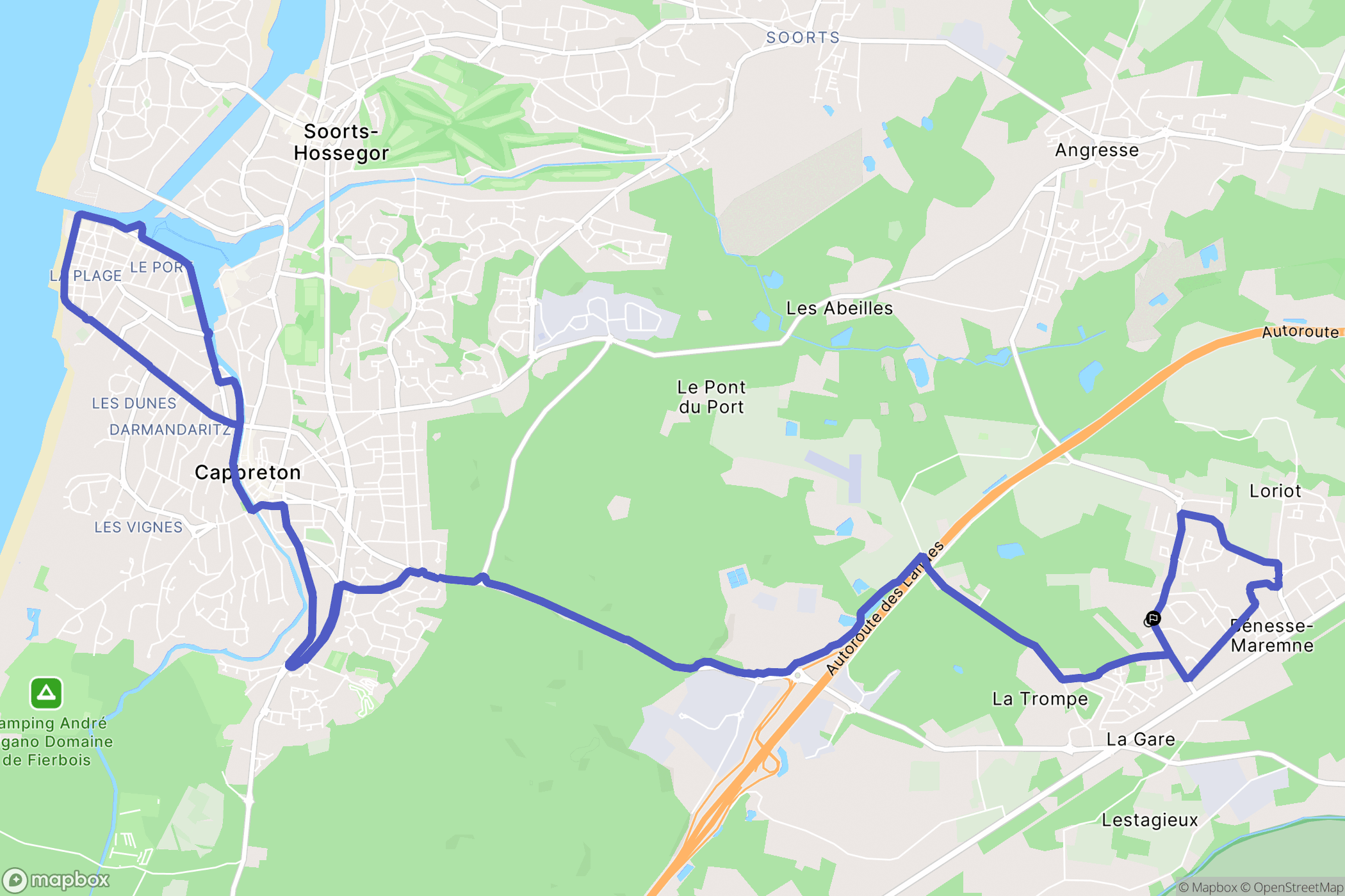 Bénesse-Maremne : carte du parcours de randonnée - France