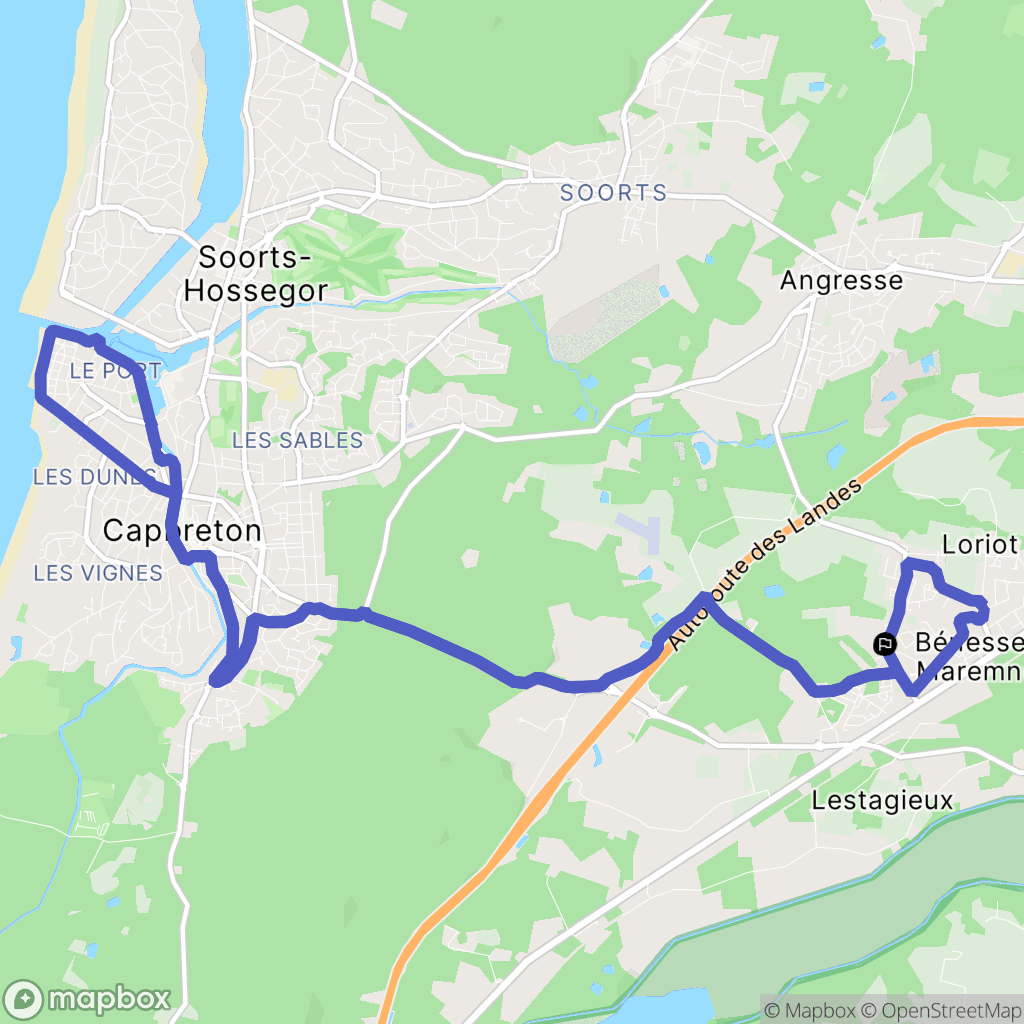 Bénesse-Maremne : carte du parcours de randonnée - France