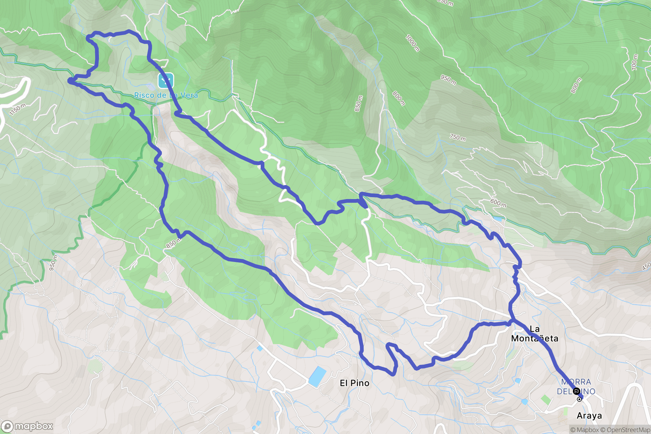 Araya : carte du parcours de randonnée - Spain