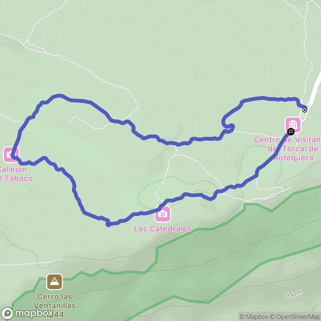 Antequera : carte du parcours de randonnée - Spain