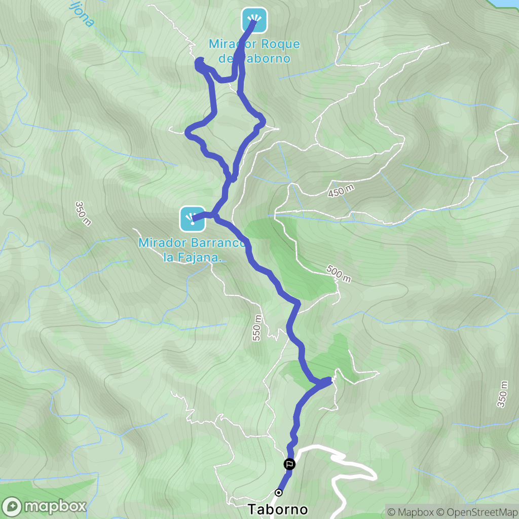 Taborno : carte du parcours de randonnée - Spain