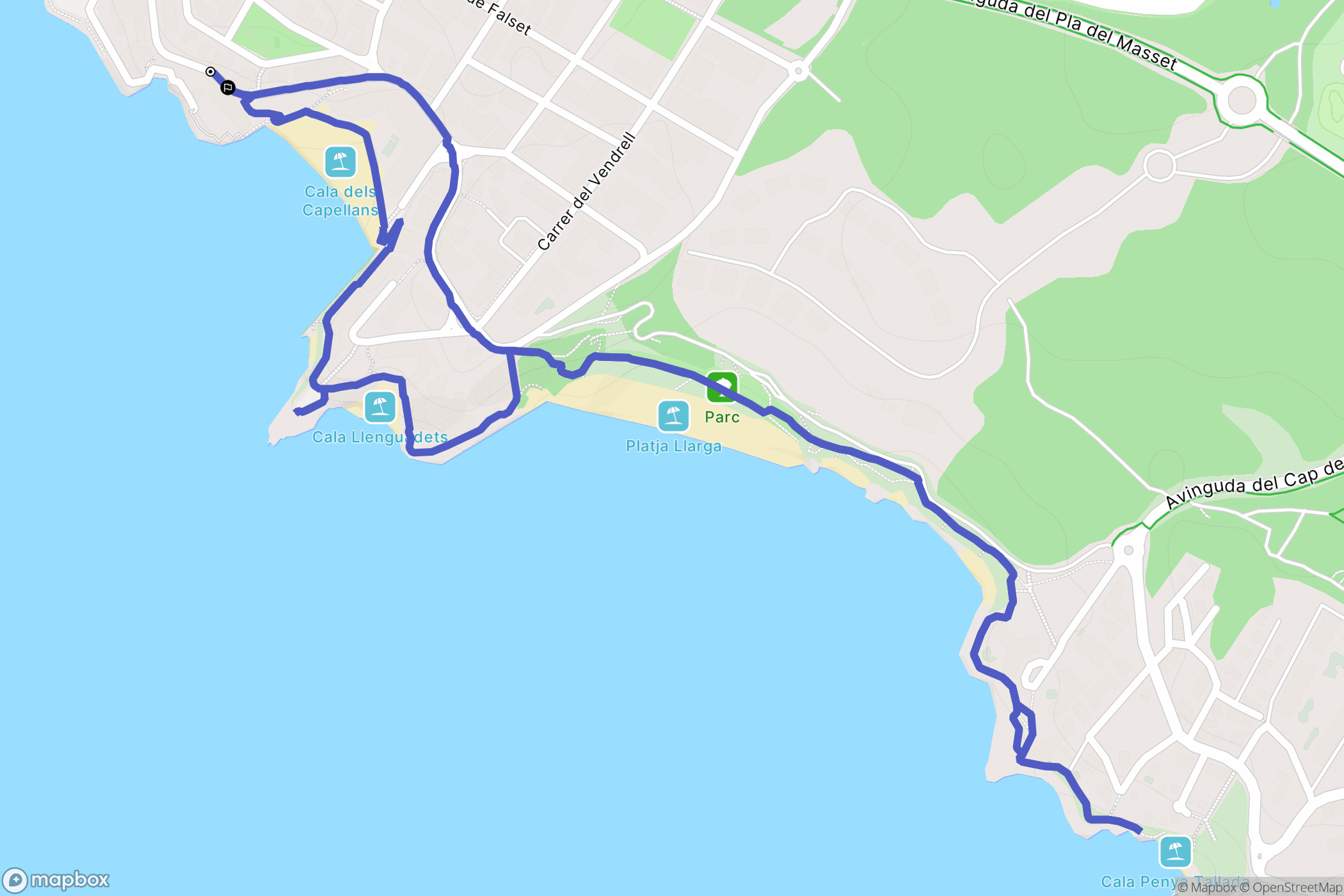 Salou : carte du parcours de randonnée - Spain