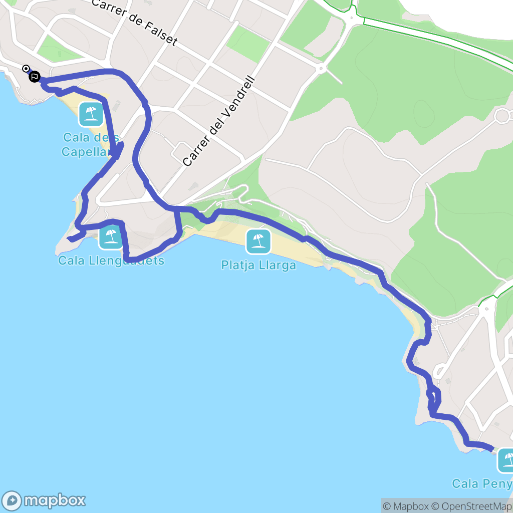 Salou : carte du parcours de randonnée - Spain