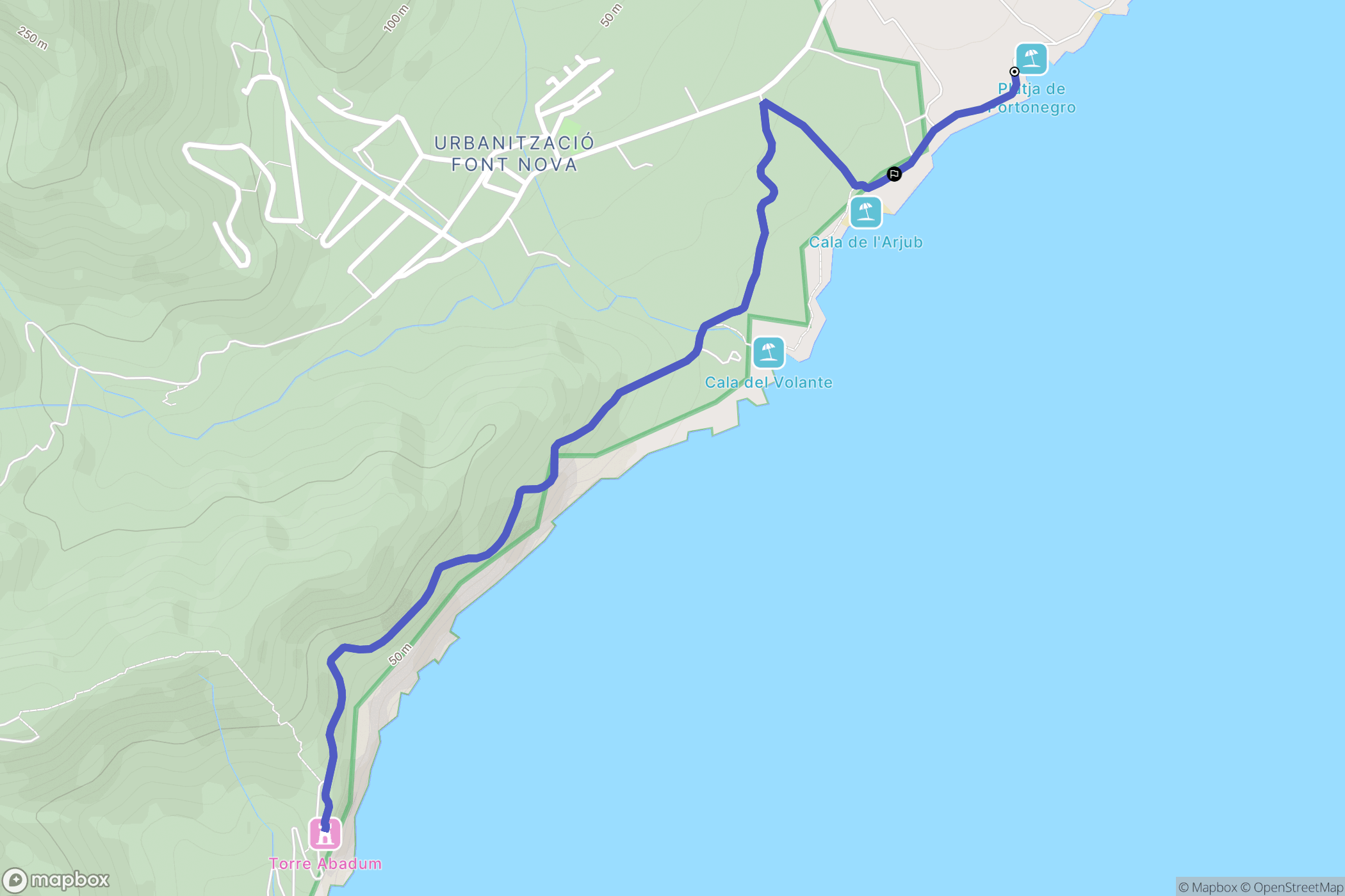 : carte du parcours de randonnée - Spain