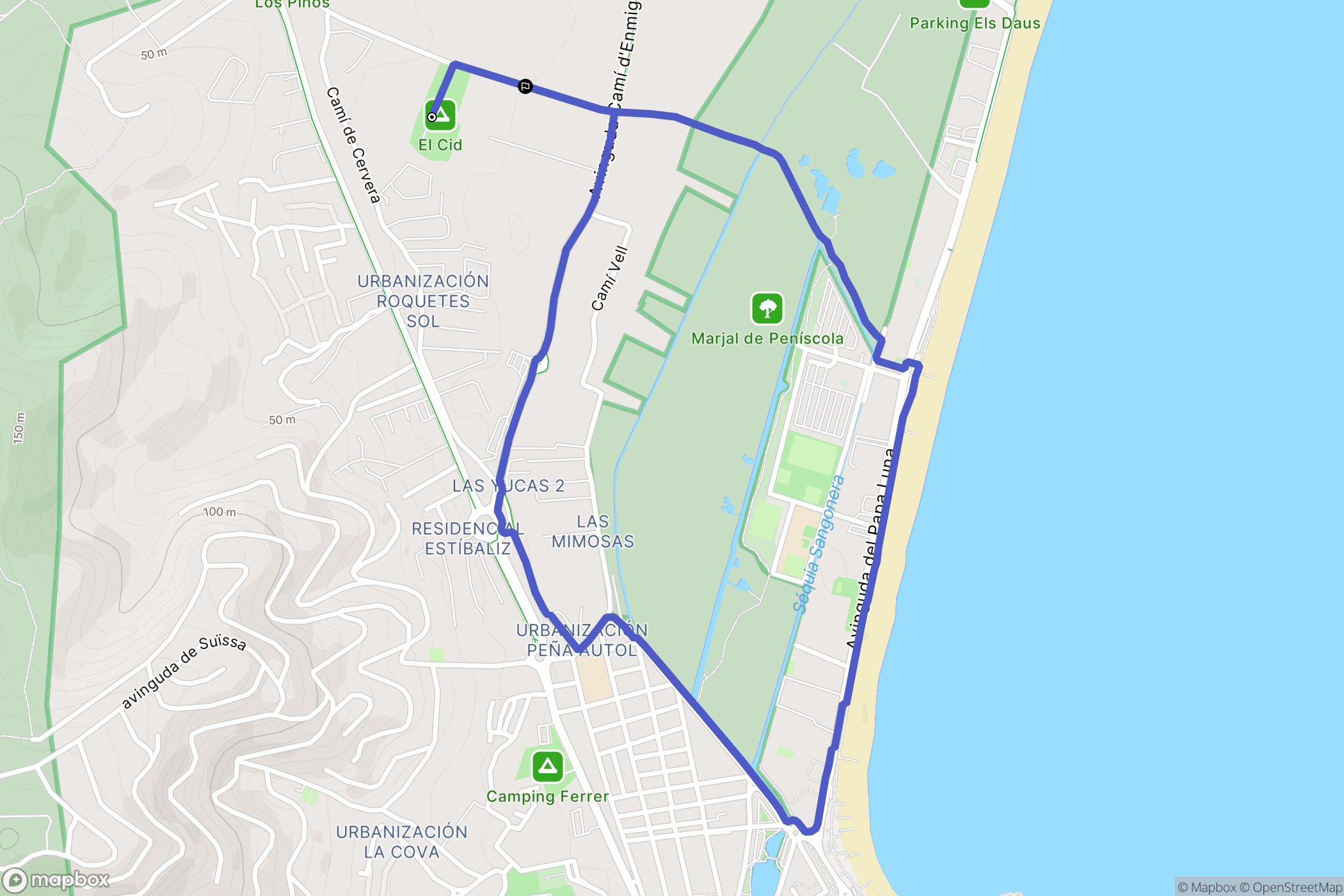 Peñíscola : carte du parcours de randonnée - Spain