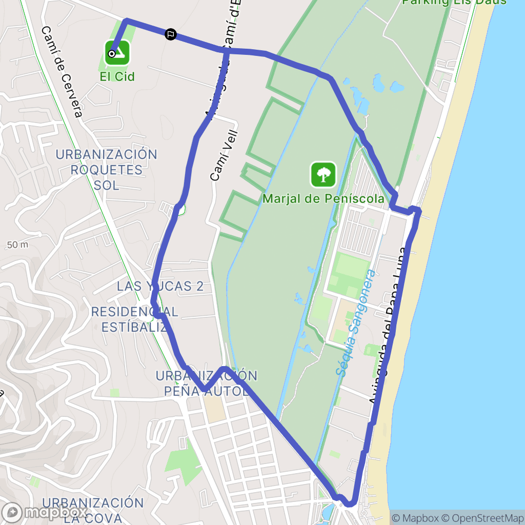 Peñíscola : carte du parcours de randonnée - Spain