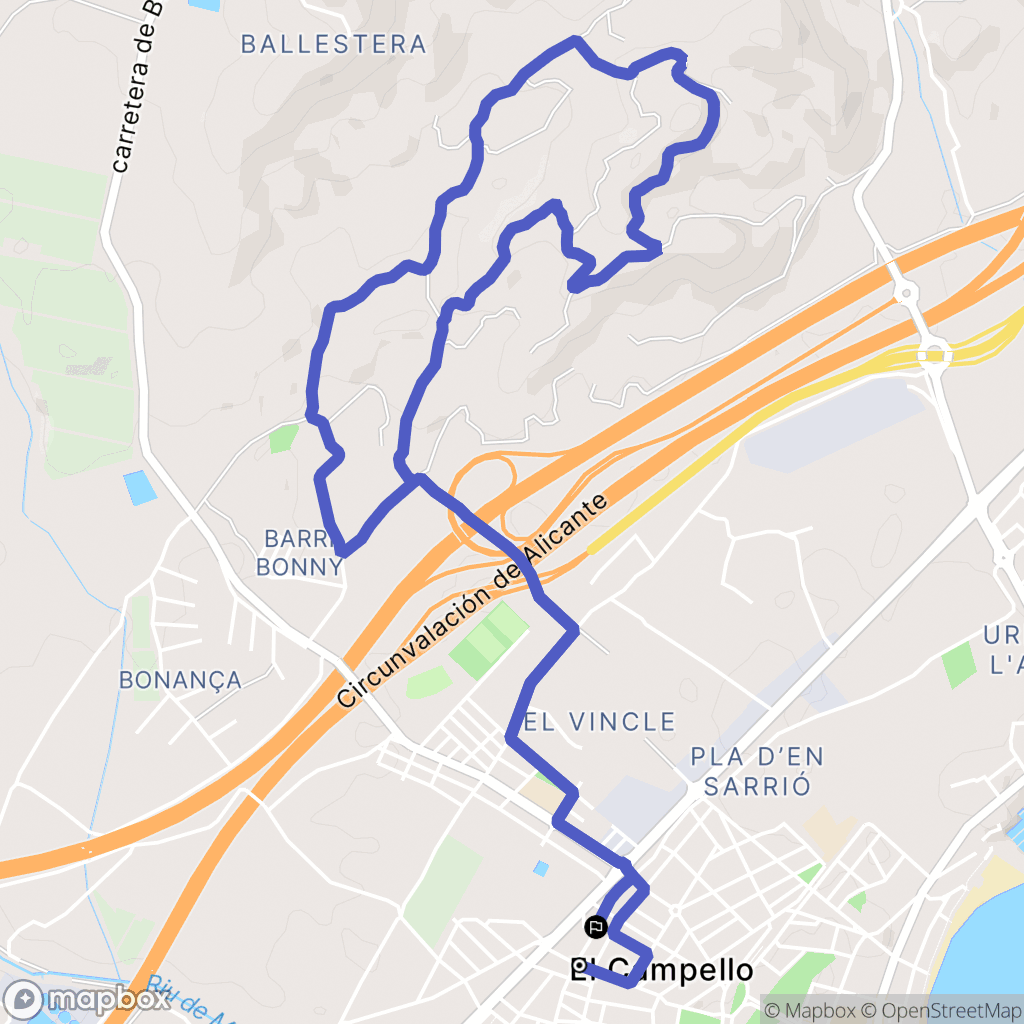 El Campello : carte du parcours de randonnée - Spain