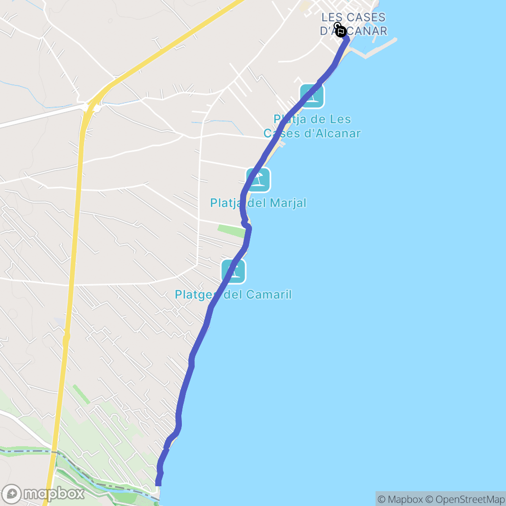 Les Cases d'Alcanar : carte du parcours de randonnée - Spain