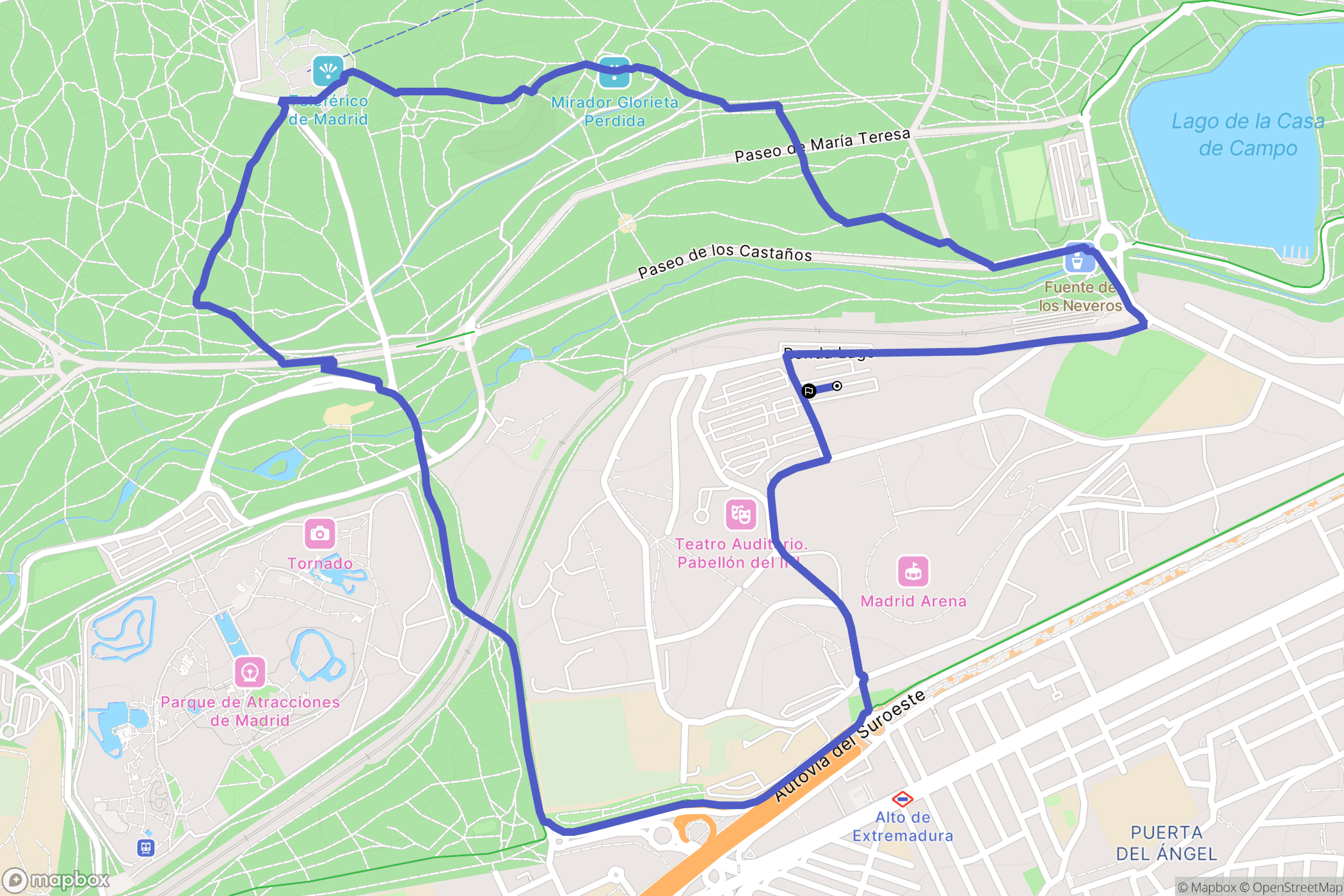 Madrid : carte du parcours de randonnée - Spain