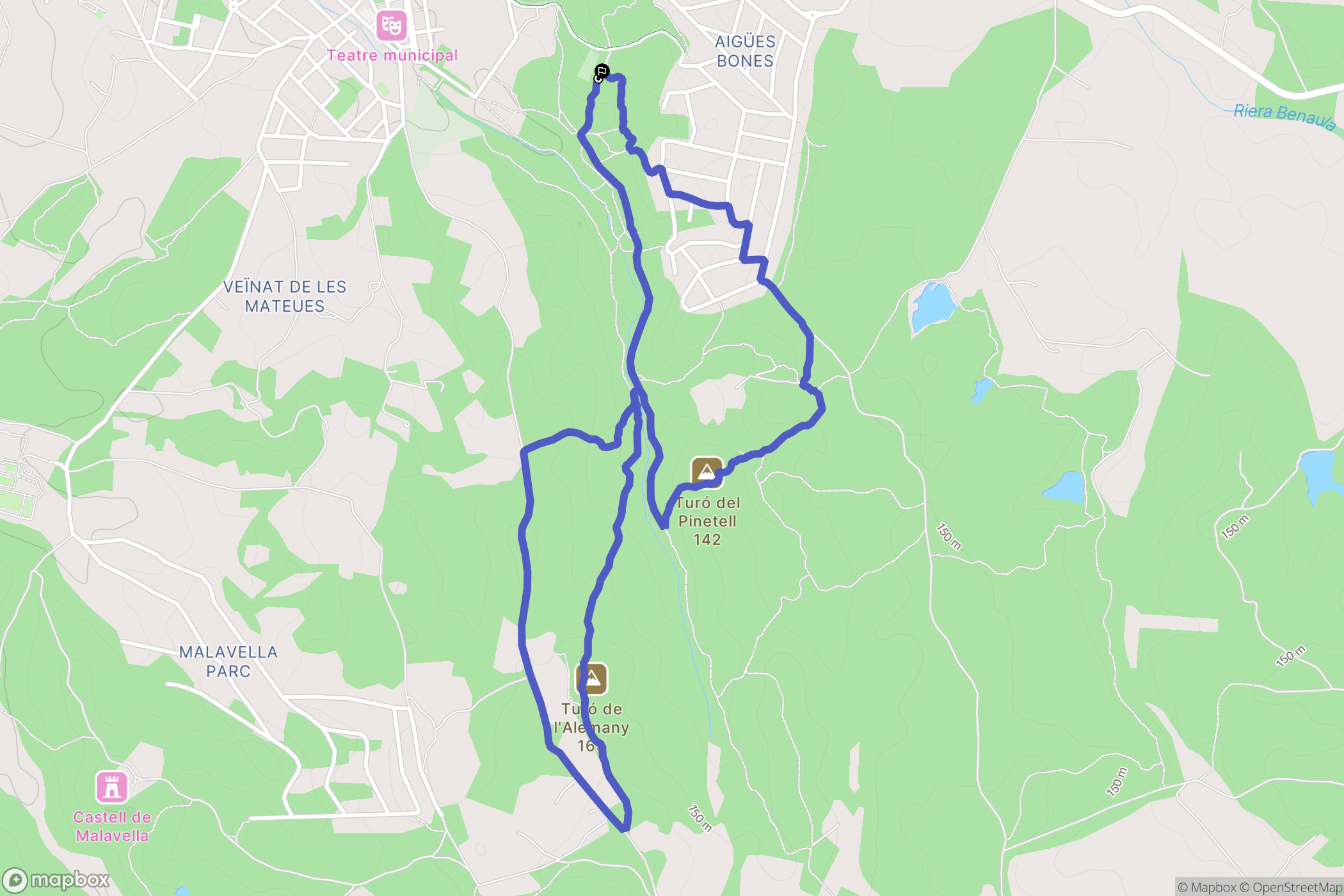 Aigües Bones : carte du parcours de randonnée - Spain