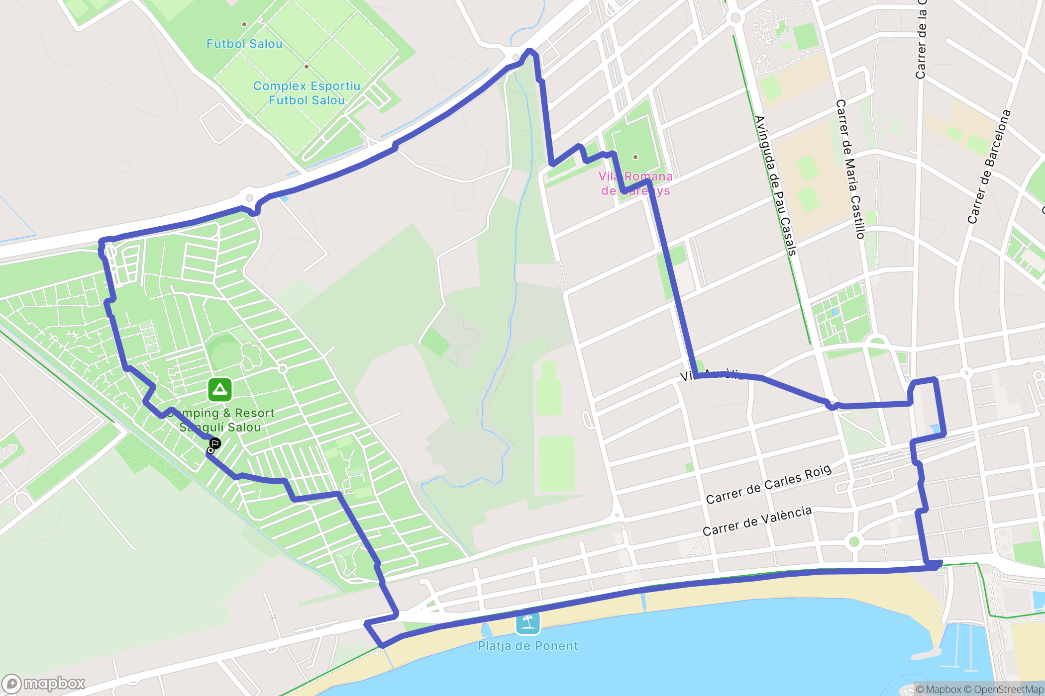 Cambrils : carte du parcours de randonnée - Spain