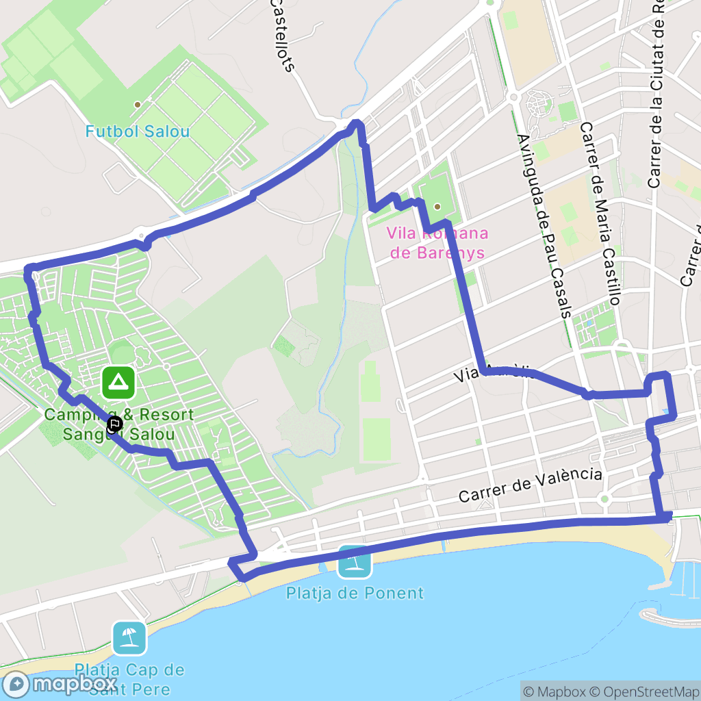 Cambrils : carte du parcours de randonnée - Spain