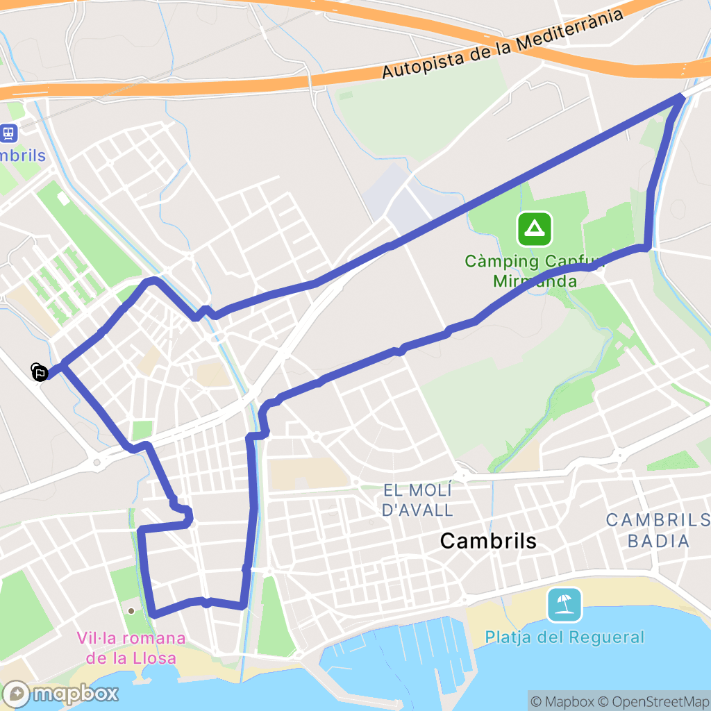 Cambrils : carte du parcours de randonnée - Spain