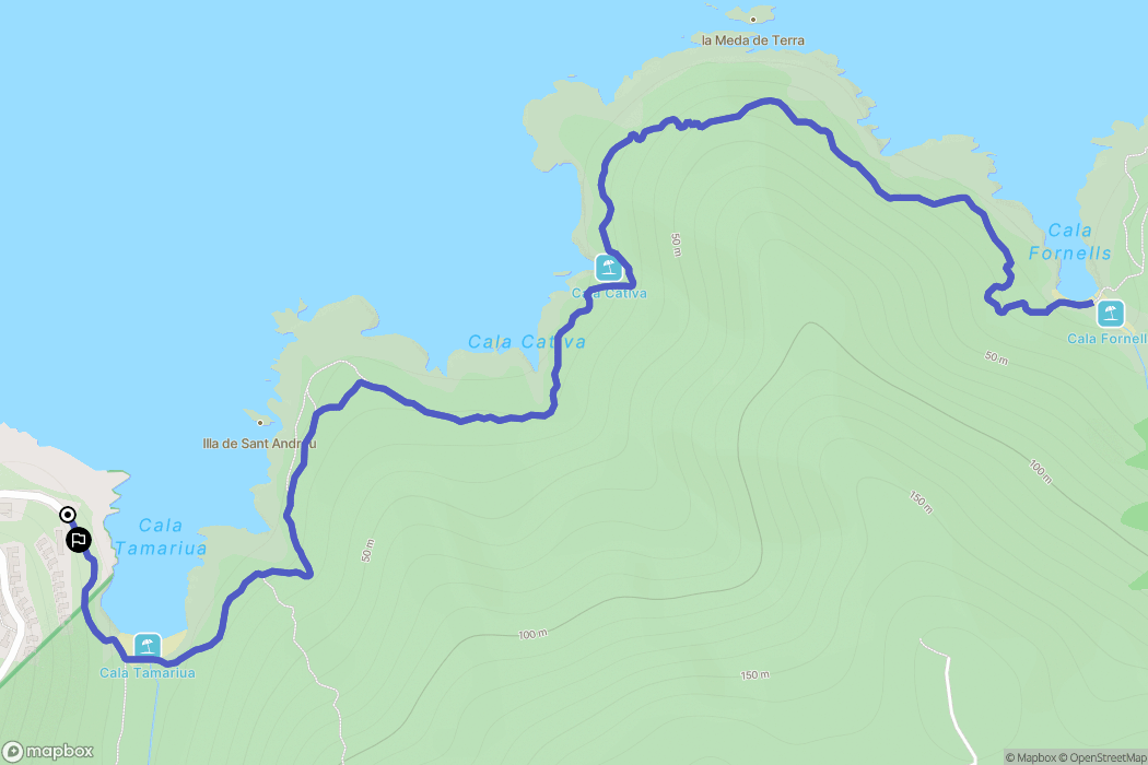 Tamariua : carte du parcours de randonnée - Spain