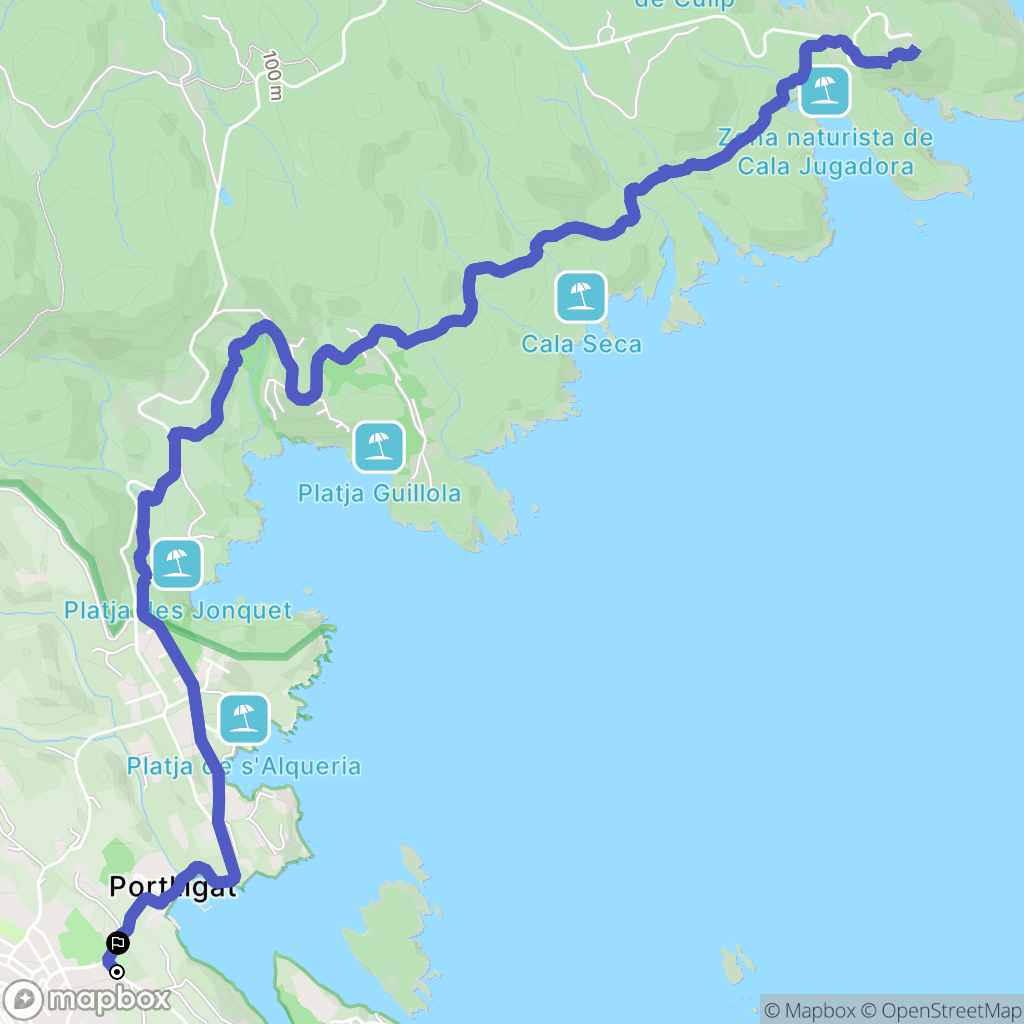 Cadaqués : carte du parcours de randonnée - Spain
