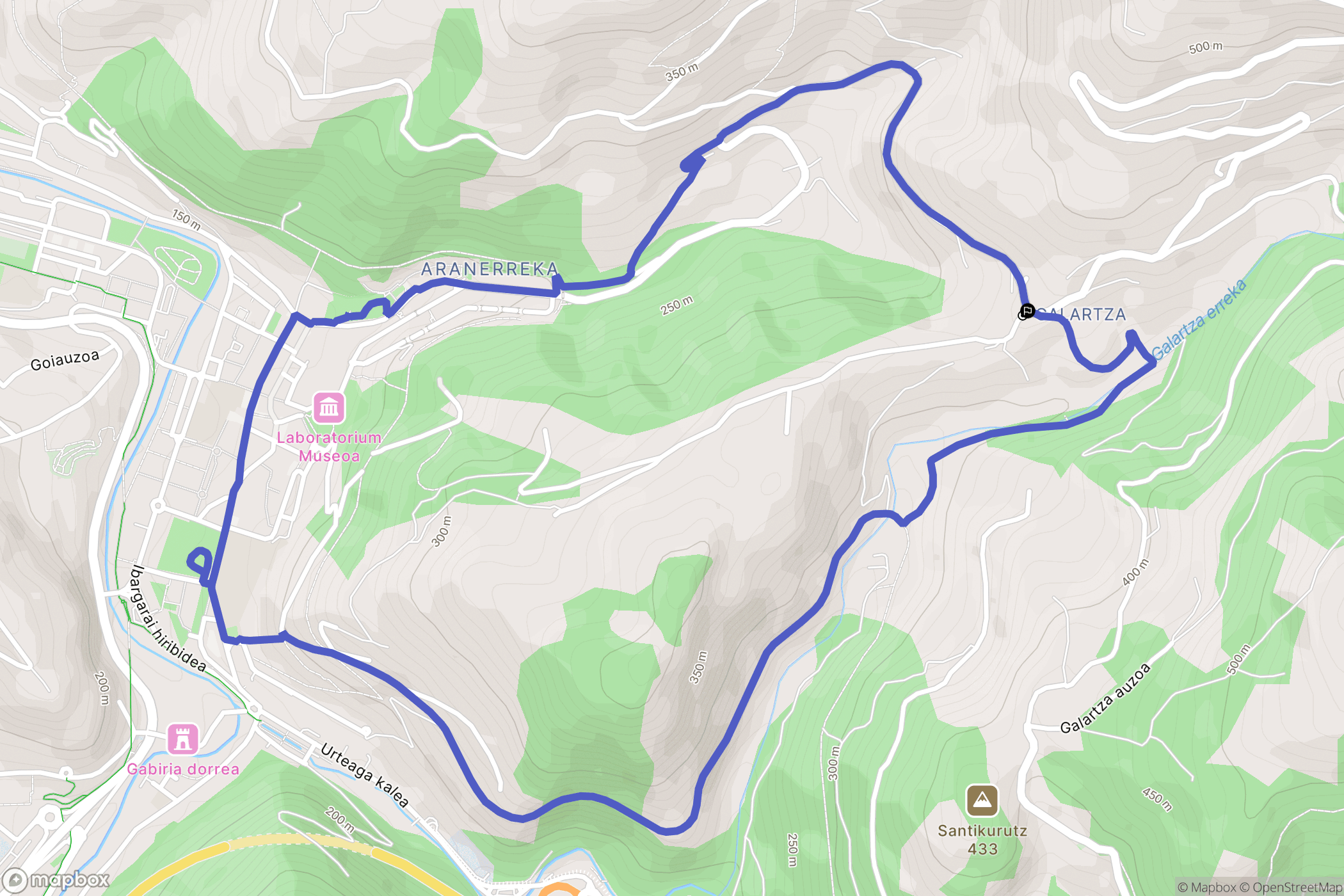 Bergara : carte du parcours de randonnée - Spain