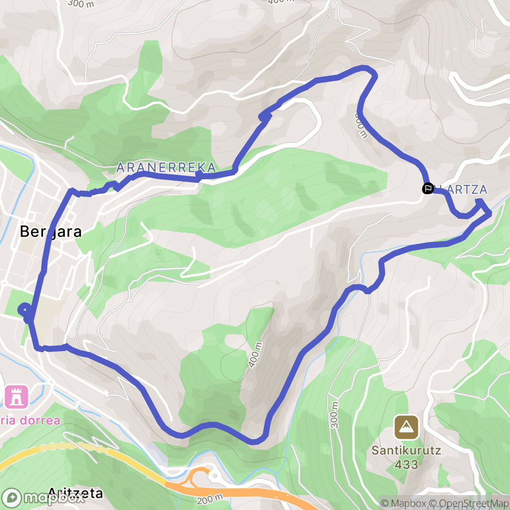 Bergara : carte du parcours de randonnée - Spain