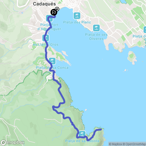 Cadaqués : carte du parcours de randonnée - Spain