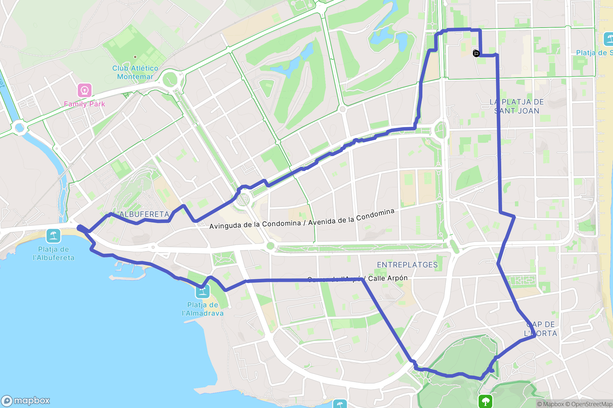 Alicante (Alacant) : carte du parcours de randonnée - Spain