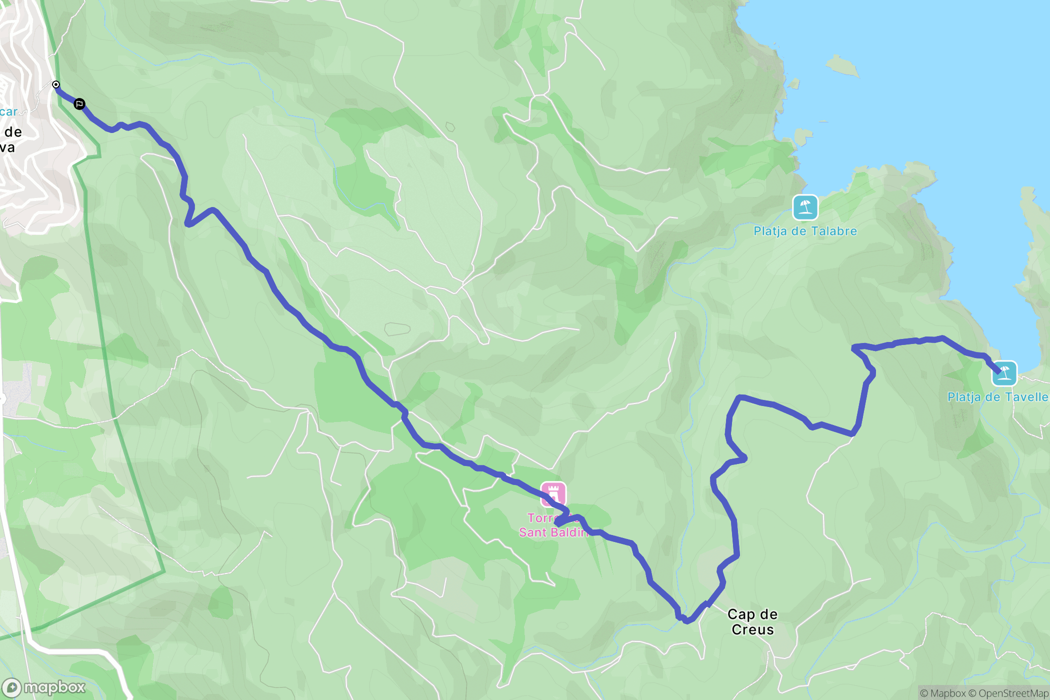 El Port de la Selva : carte du parcours de randonnée - Spain