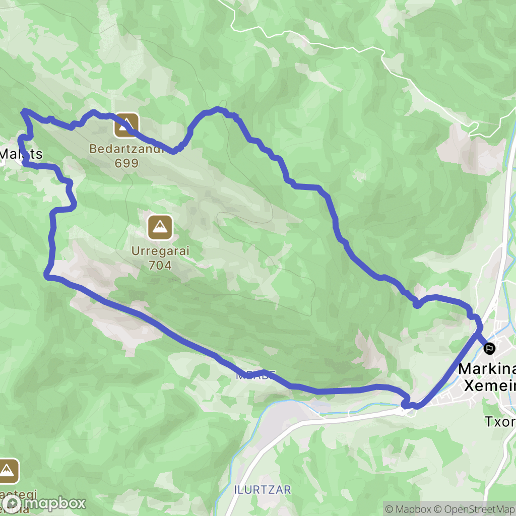 Markina-Xemein : carte du parcours de randonnée - Spain