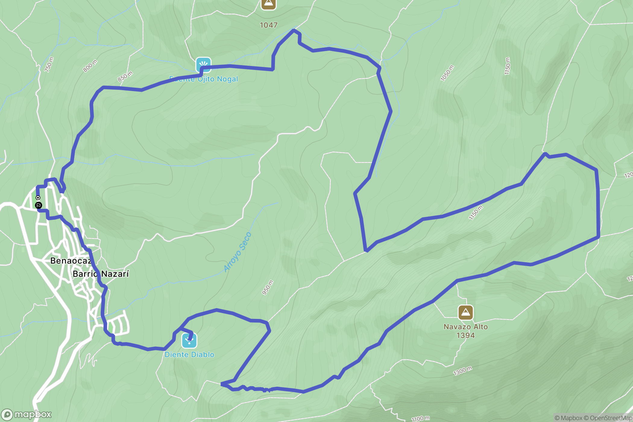 Benaocaz : carte du parcours de randonnée - Spain