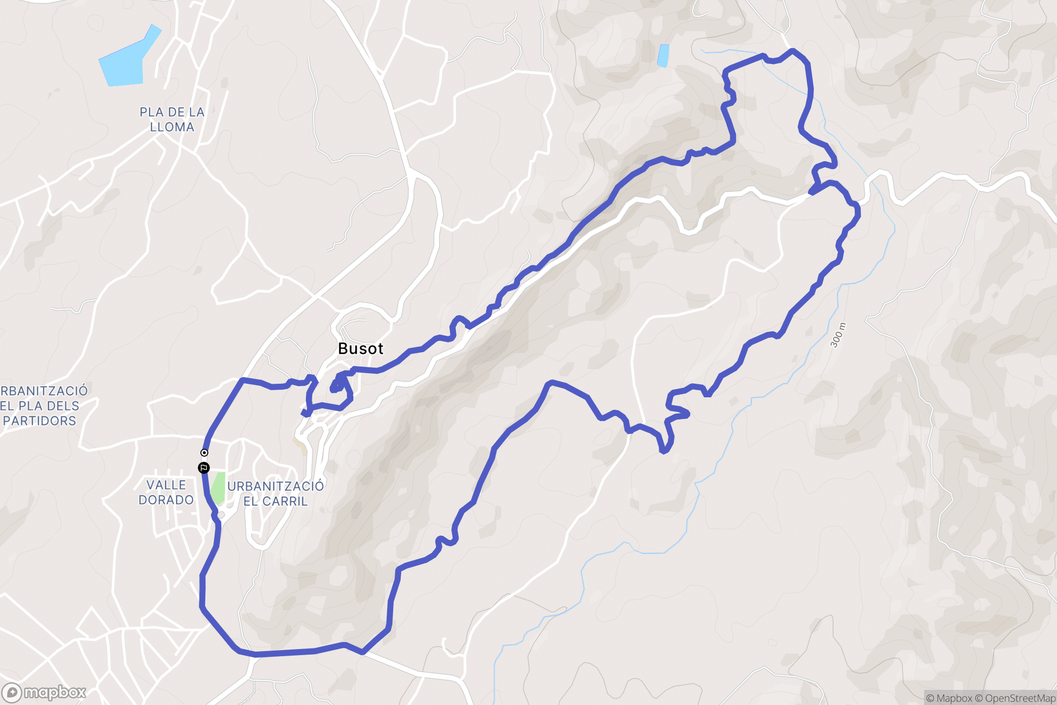 Busot : carte du parcours de randonnée - Spain