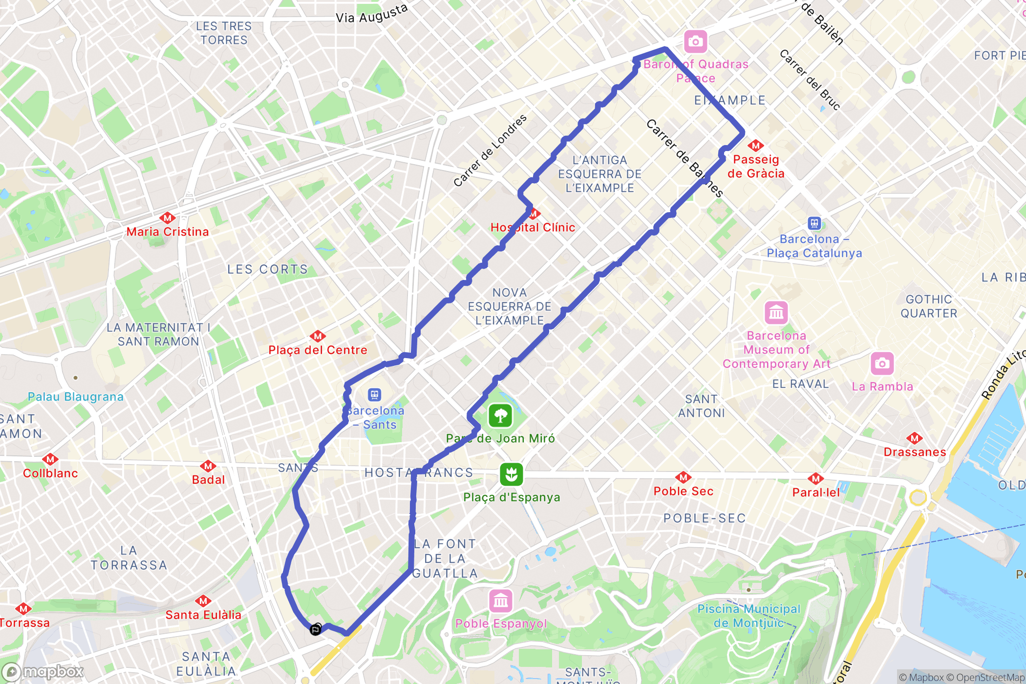 Barcelona : carte du parcours de randonnée - Spain