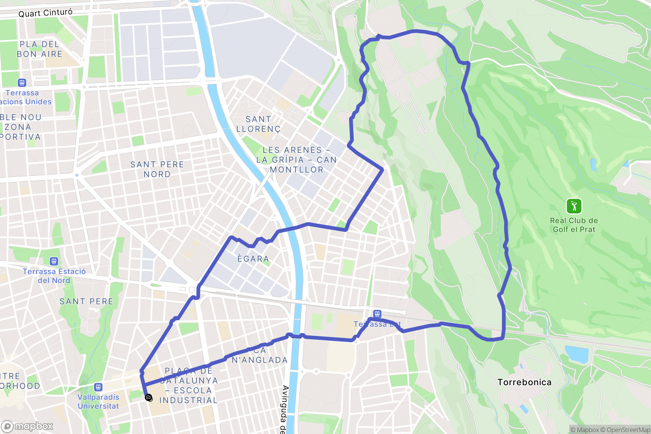 Terrassa : carte du parcours de randonnée - Spain