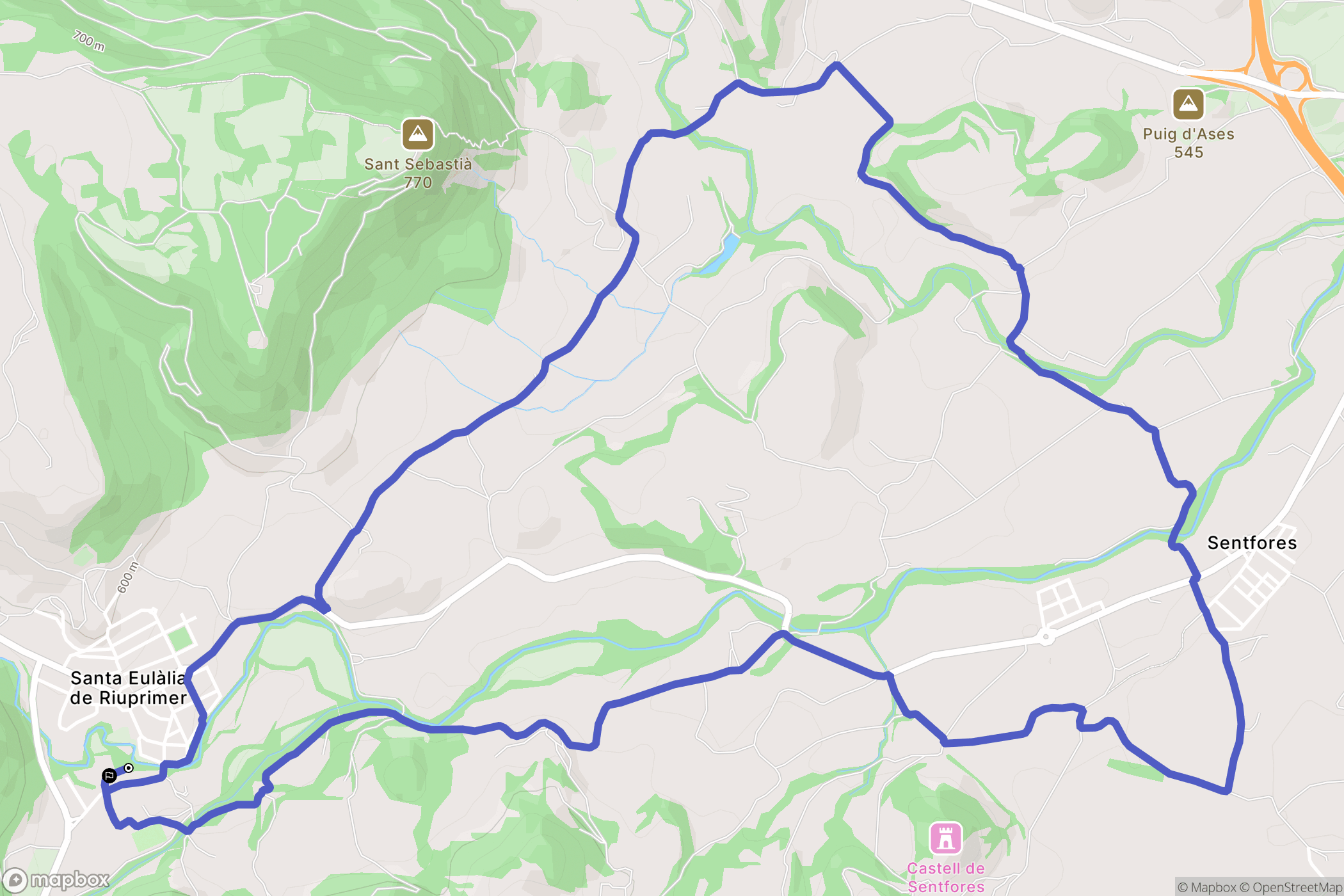 Santa Eulàlia de Riuprimer : carte du parcours de randonnée - Spain