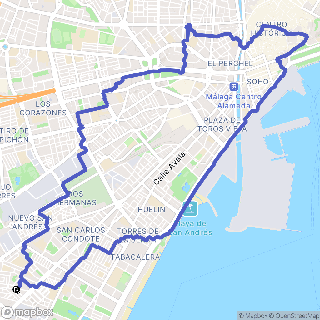 Málaga : carte du parcours de randonnée - Spain