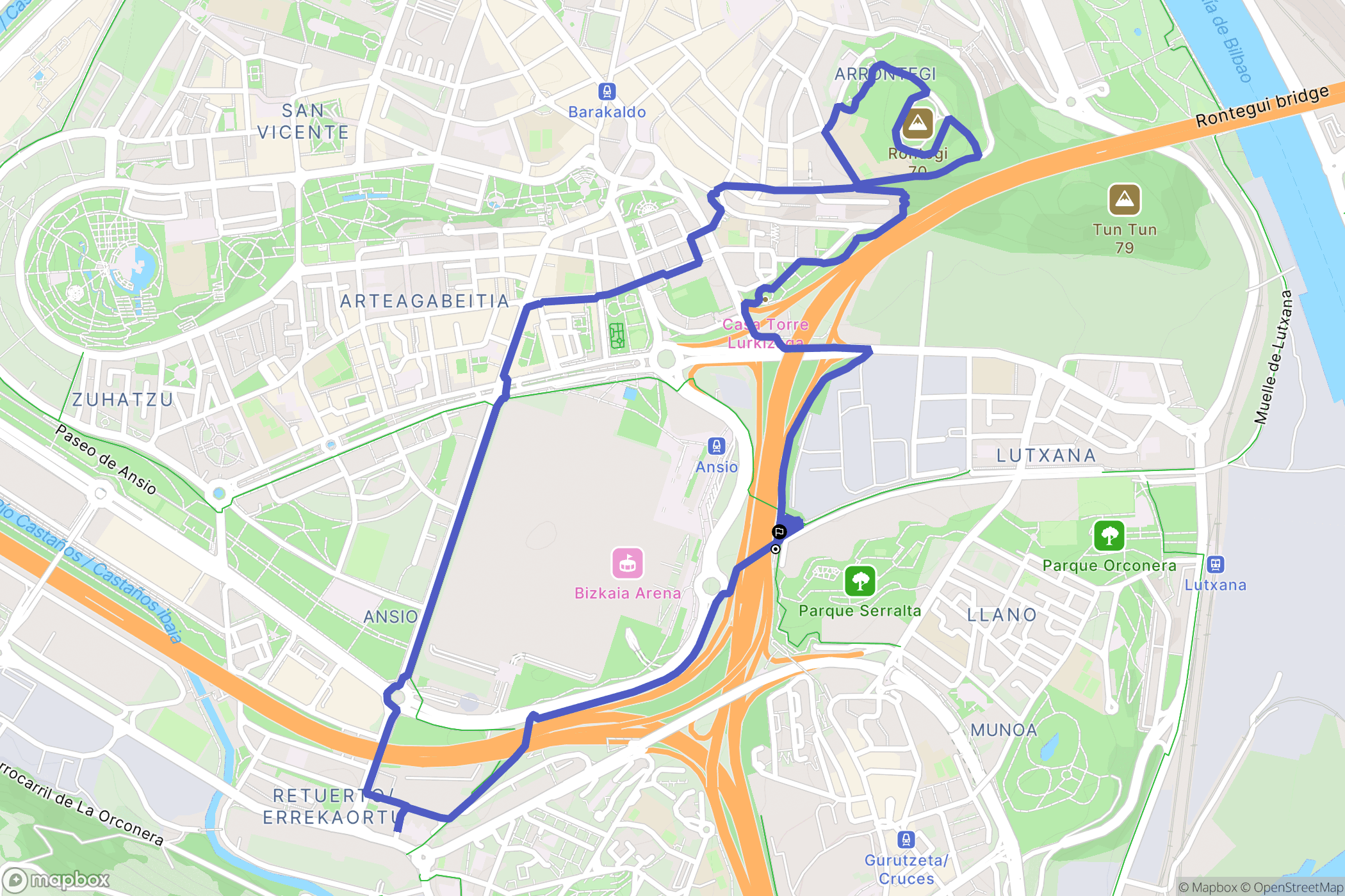 Barakaldo : carte du parcours de randonnée - Spain