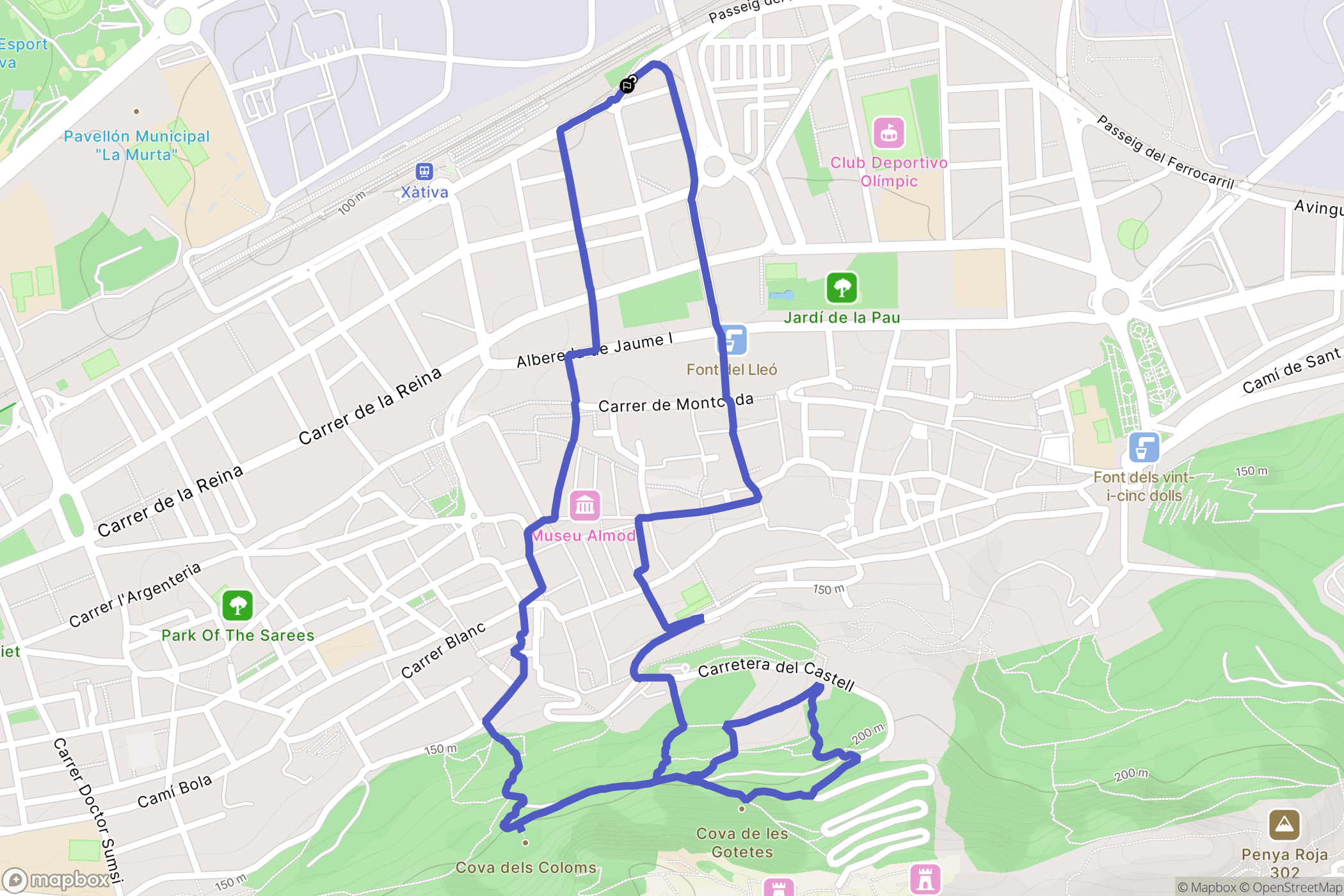 Xàtiva : carte du parcours de randonnée - Spain