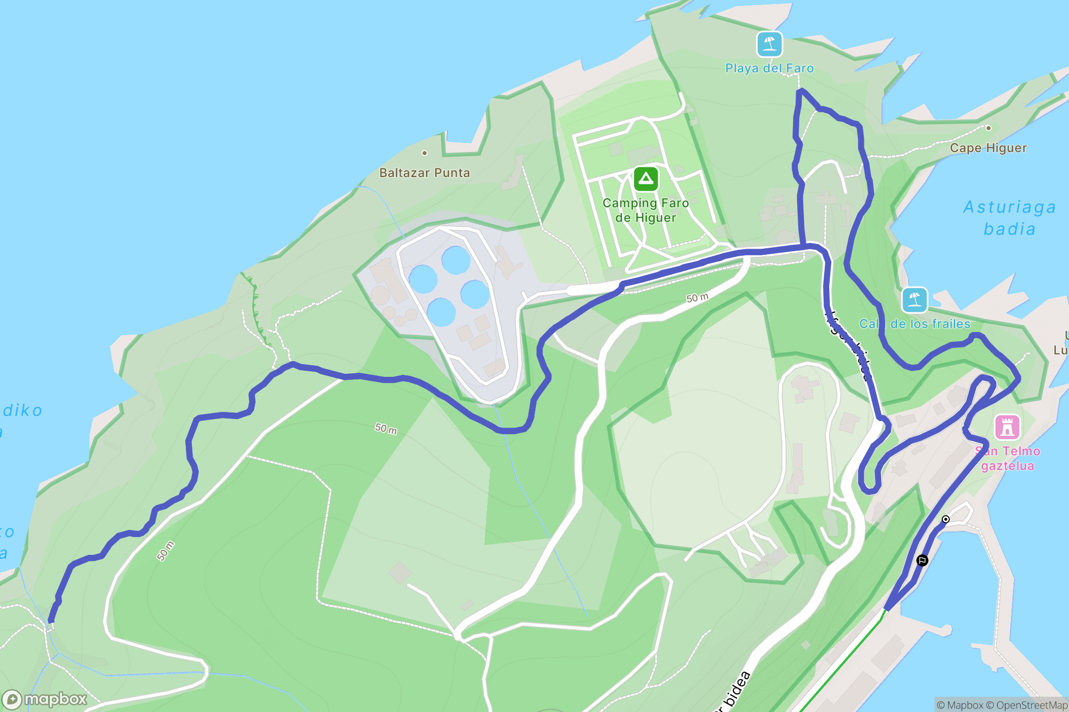 Hondarribia : carte du parcours de randonnée - Spain